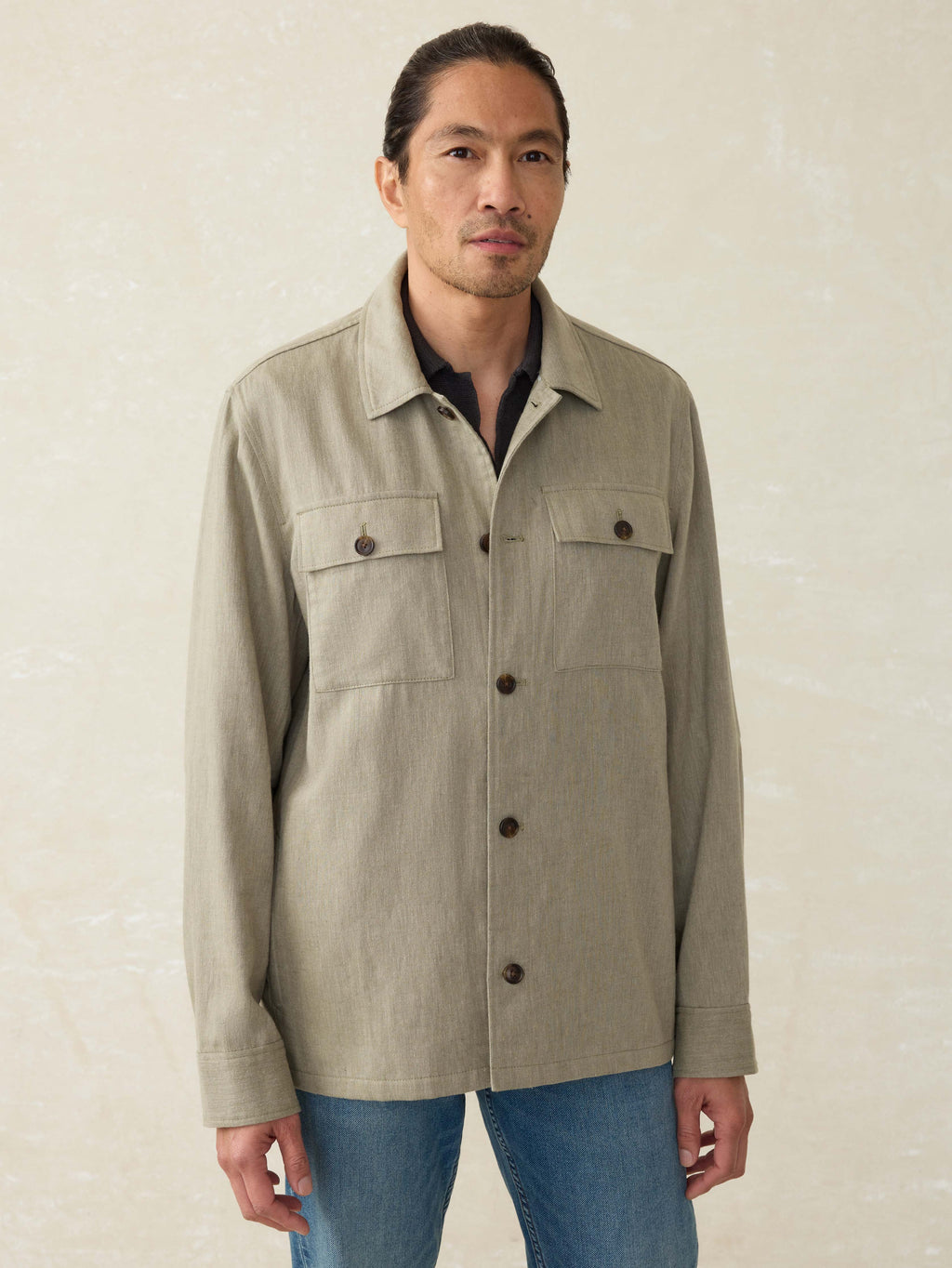 Performance Stretch Linen Shirt Jacket - Sage Cliff