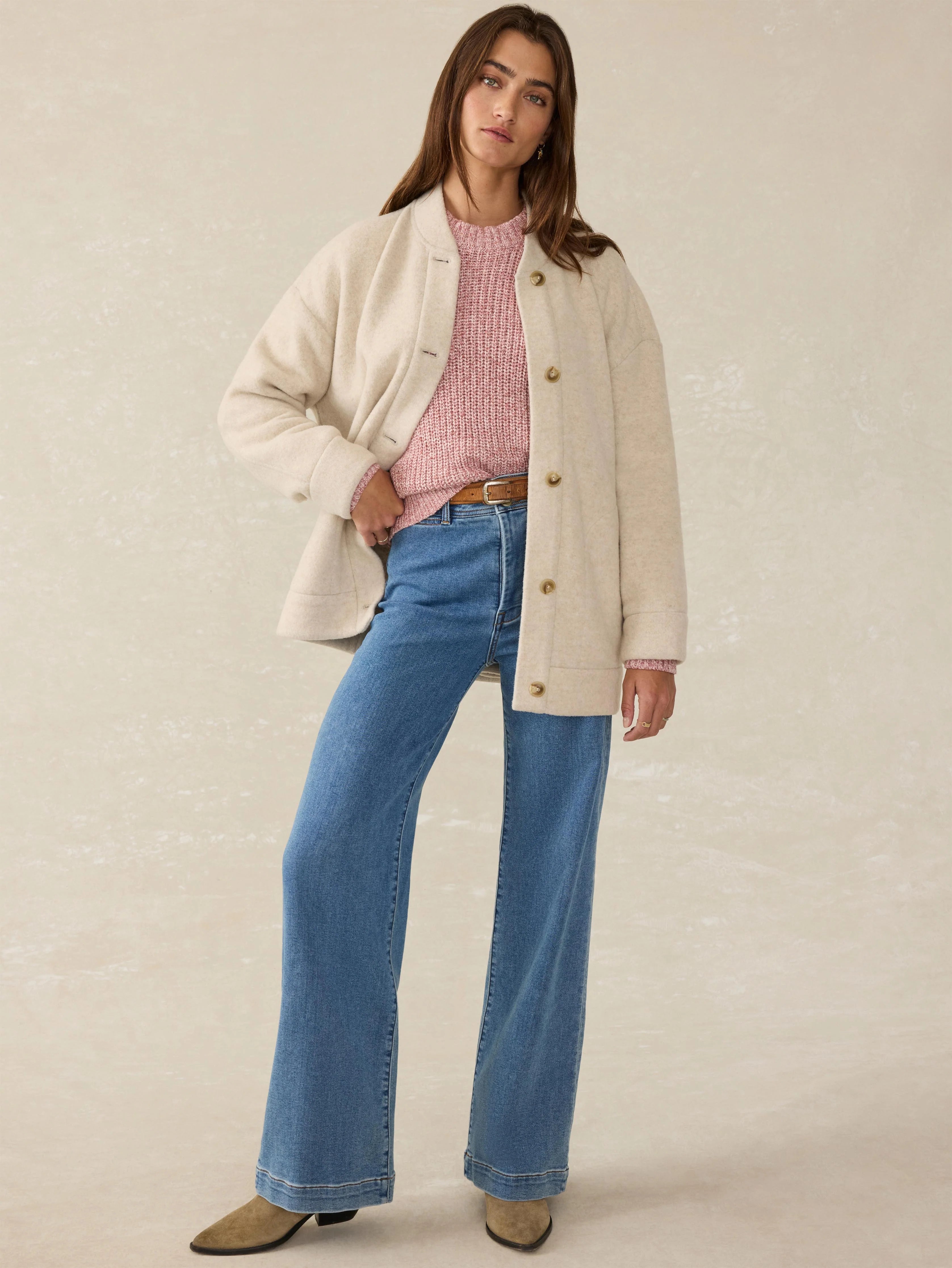 Pacific Knit Jacket - Oat Melange Main image