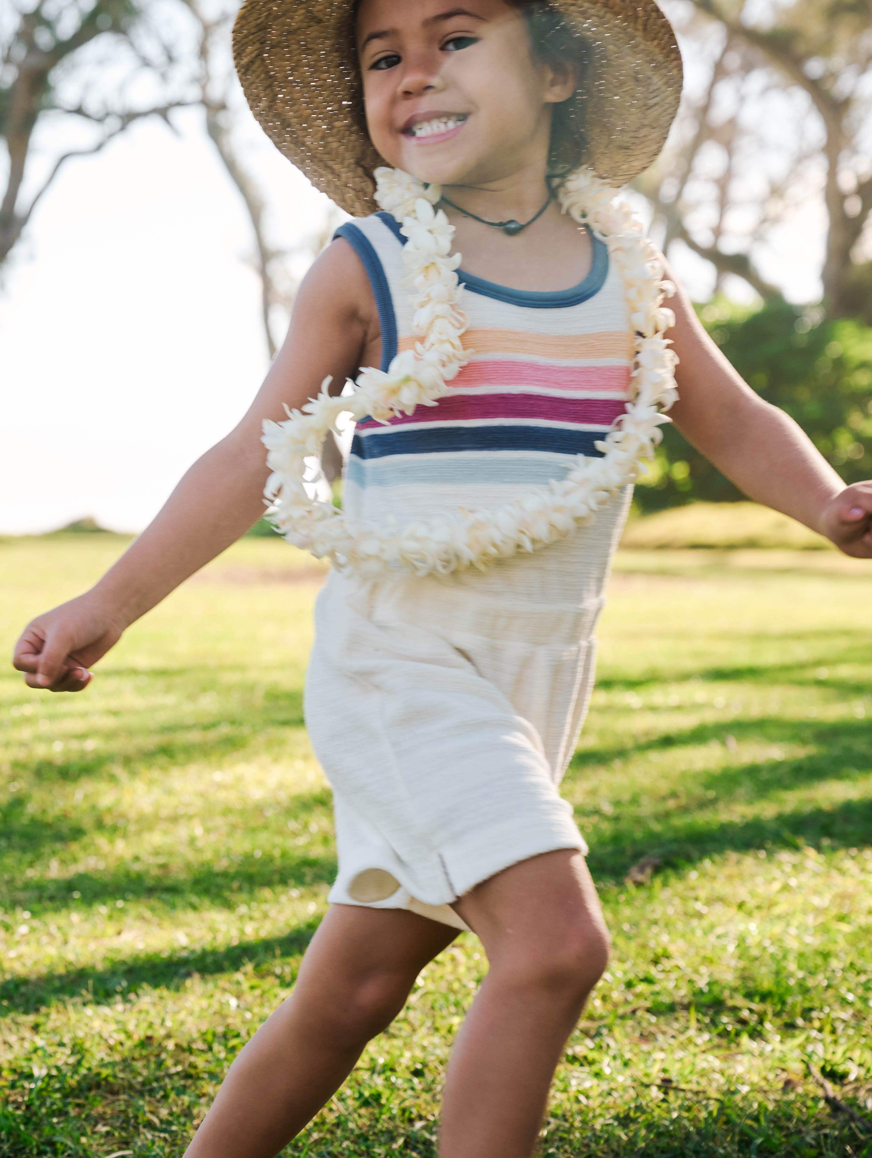 Kids Cabana Towel Terry Romper - Seacoast Skyline Stripe Secondary image