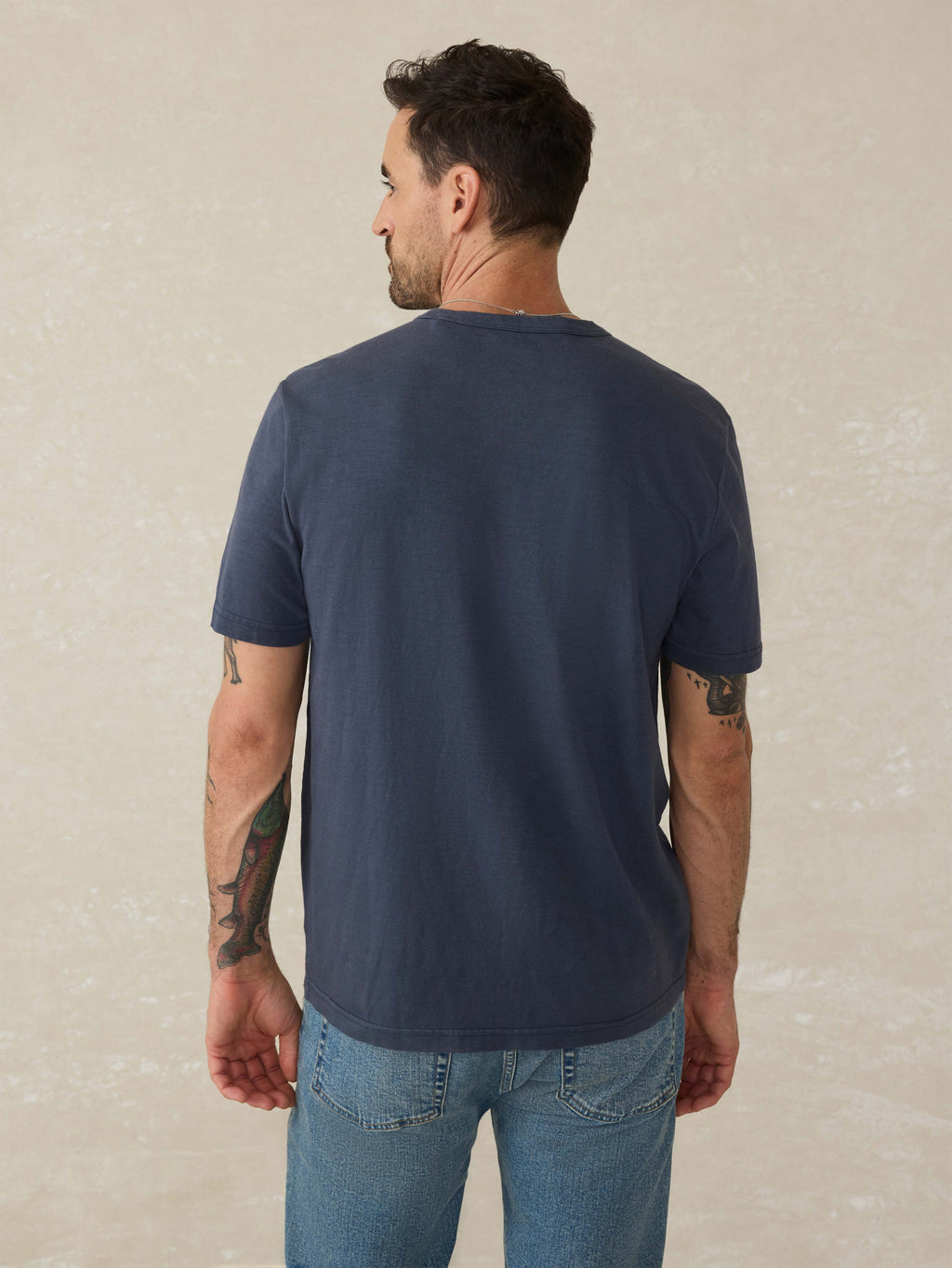 Sunwashed Regenerative Pocket Tee - Dune Navy