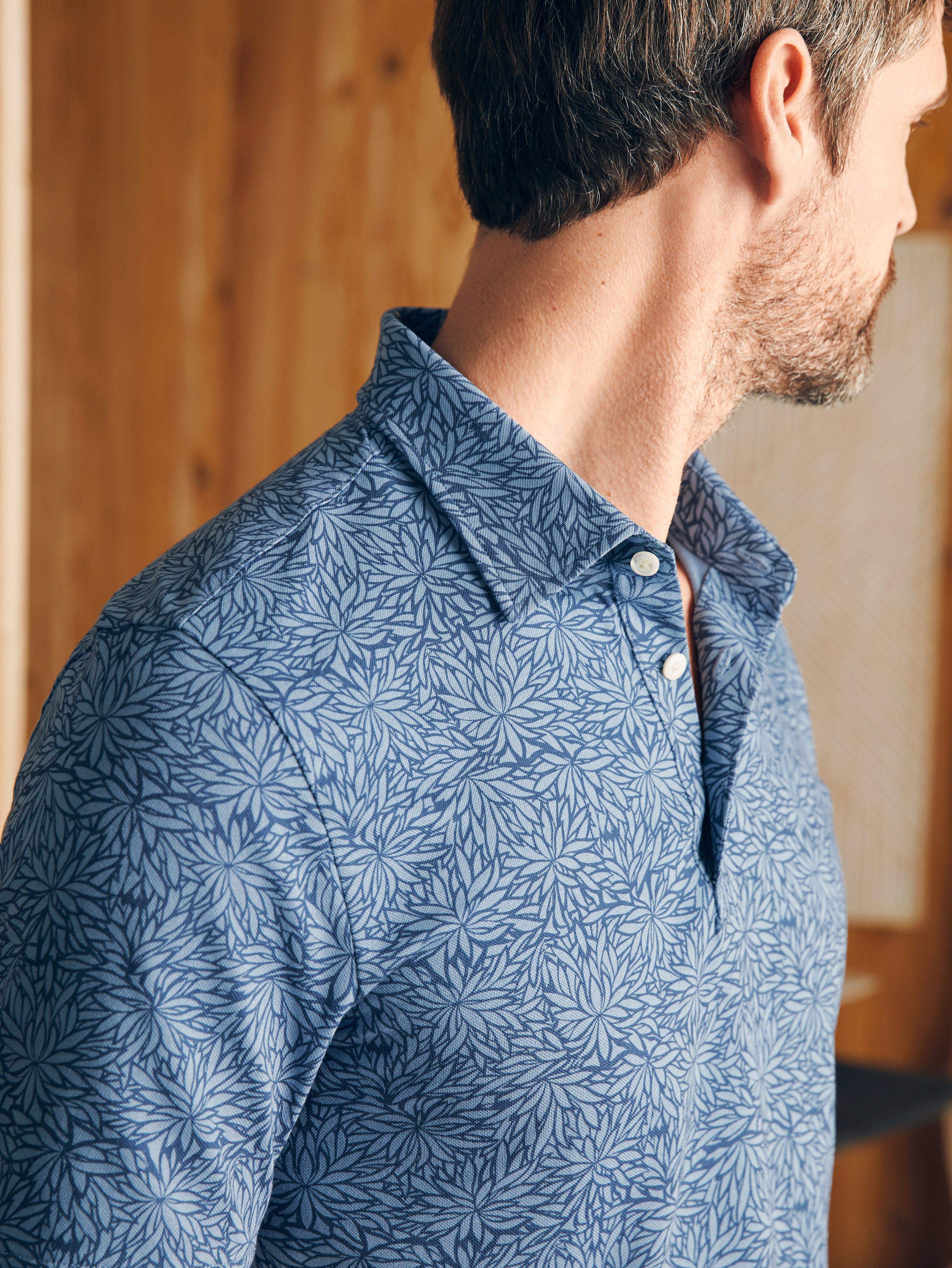 Movement™ Short-Sleeve Pique Polo Shirt - Horizon Blue Frond Print Main image