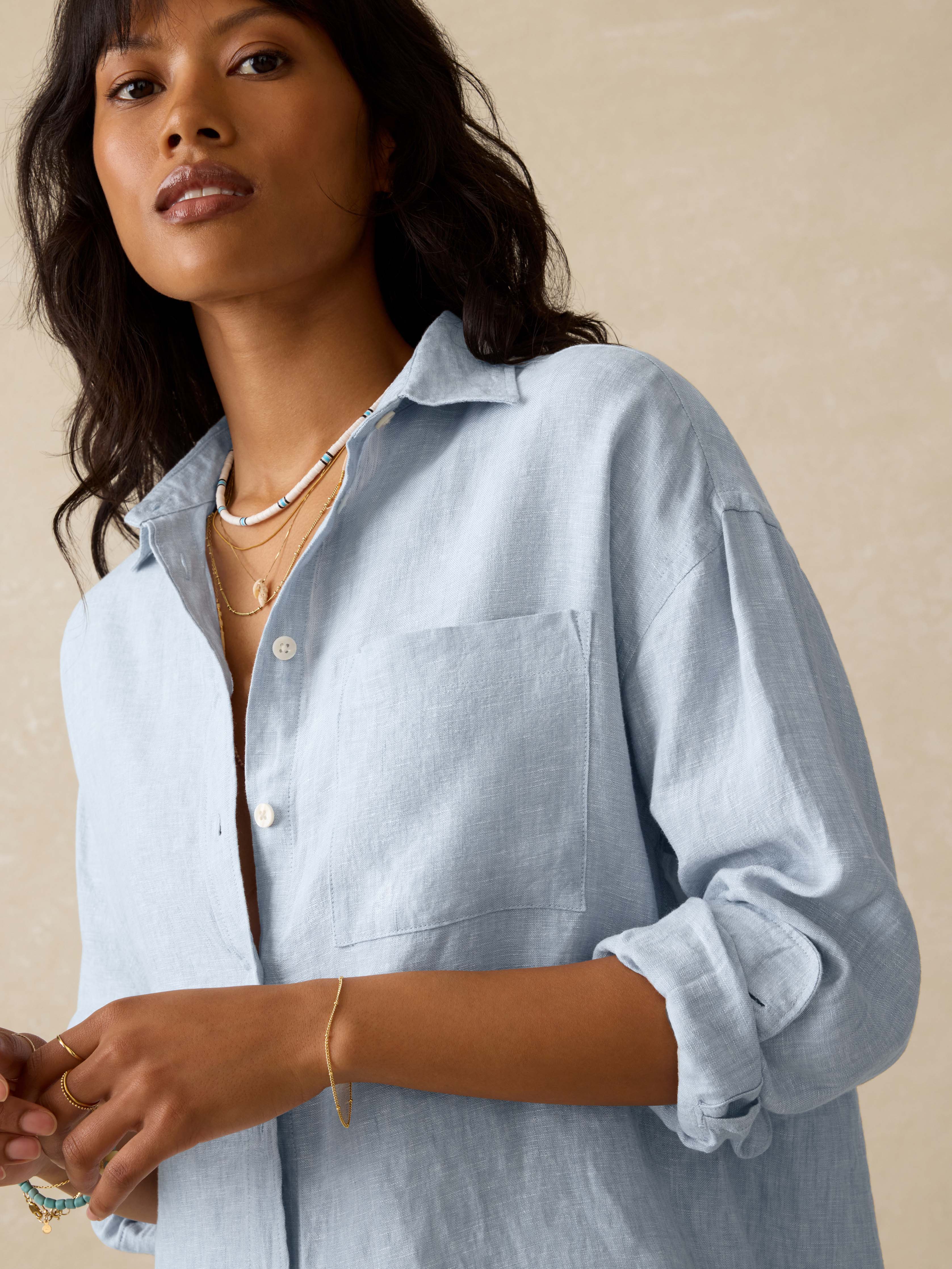 Laguna Linen Relaxed Shirt - Blue Fog Secondary image