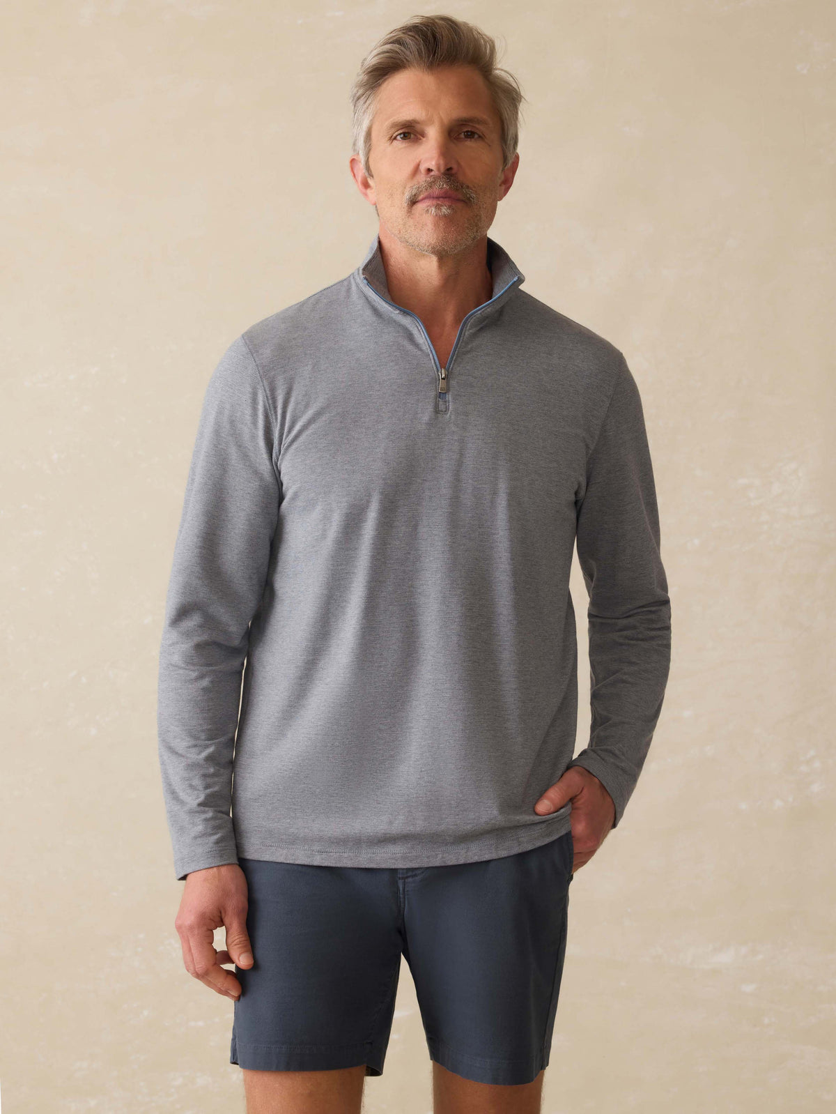 Movement™ Quarter Zip - Charcoal Stream Stripe Main image
