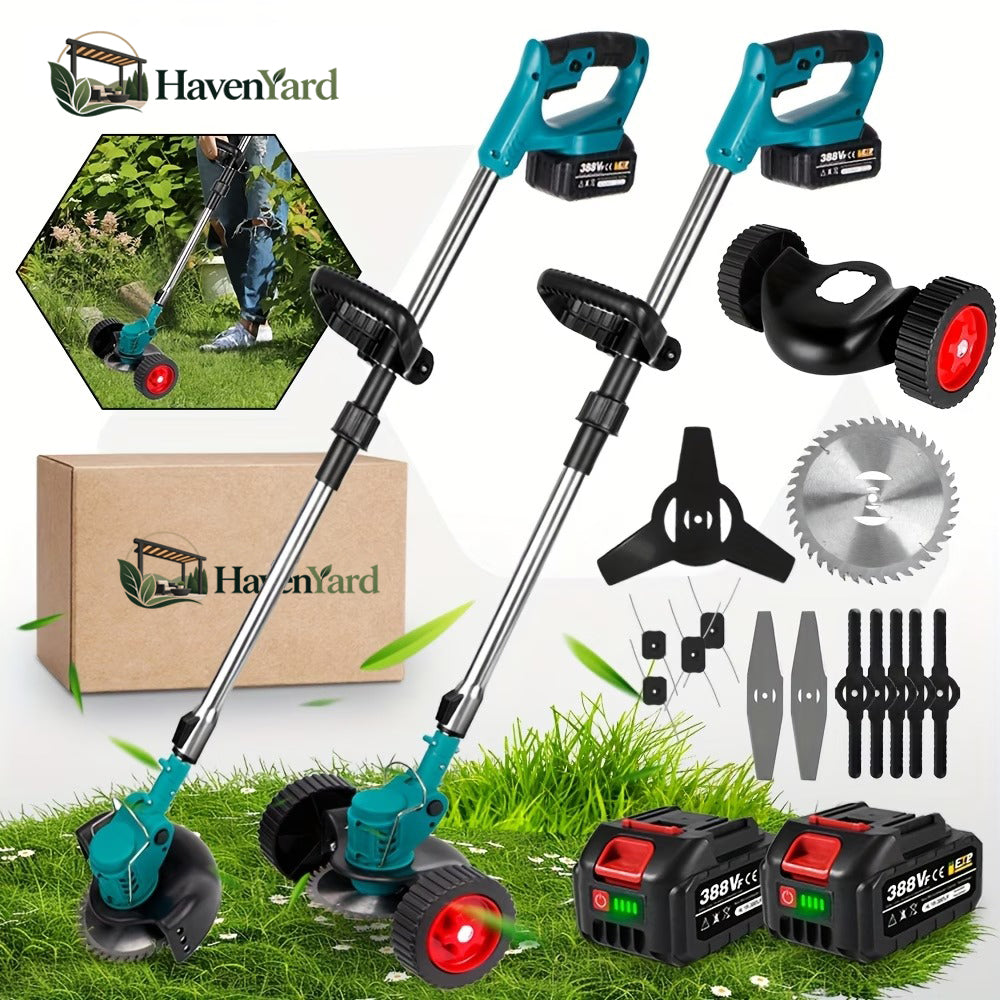 3-in-1 Cordless Grass Trimmer – 5 Blade Types, Telescopic Shaft, Adjustable Angle