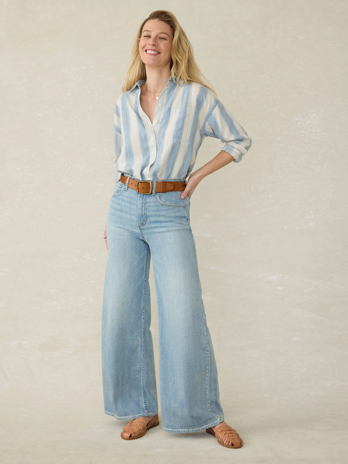 Tried & True Chambray Relaxed Shirt - Ocean Oasis Stripe Main image