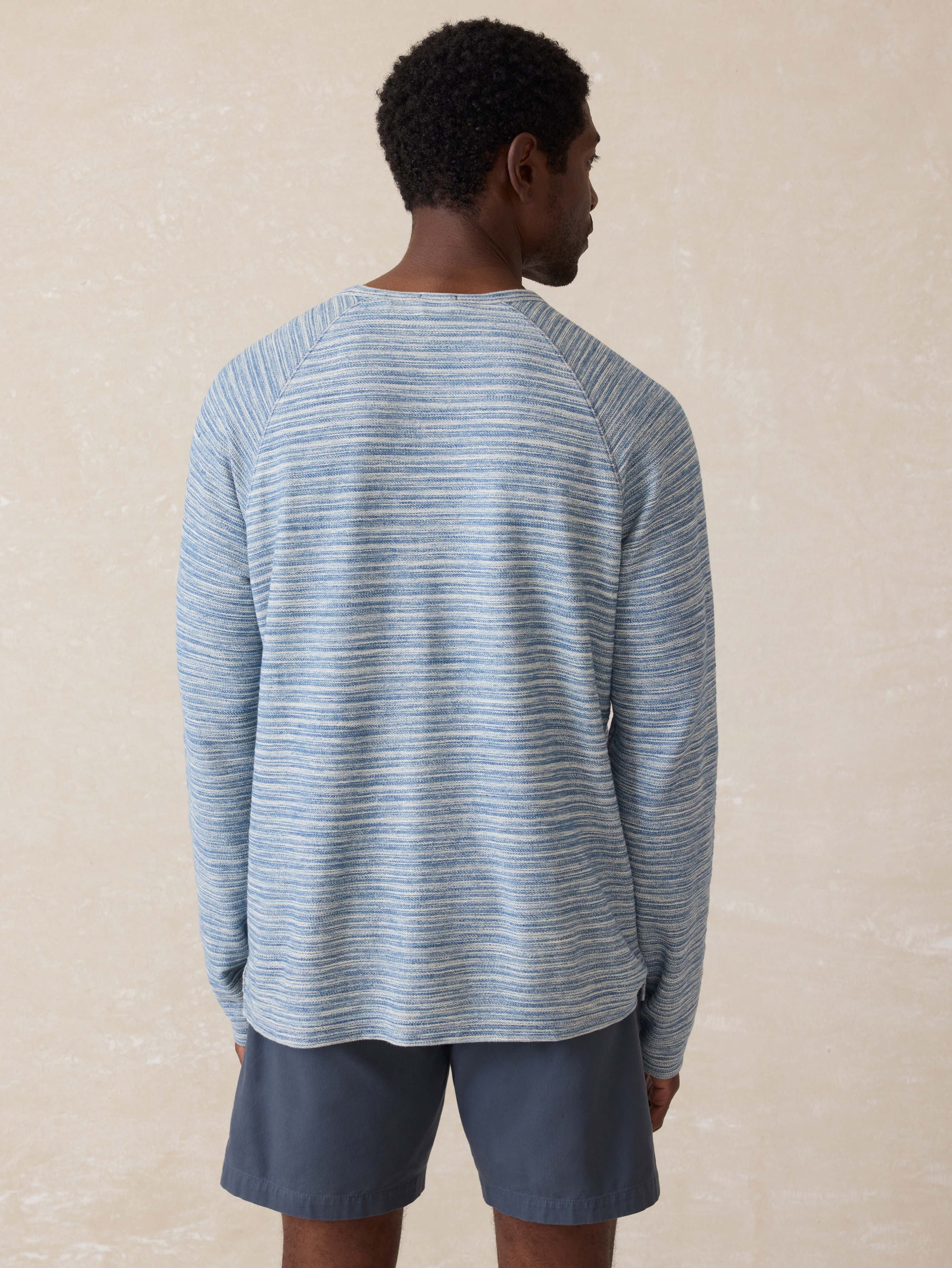 Indigo Crewneck Sweatshirt - Indigo Waterway Stripe Secondary image