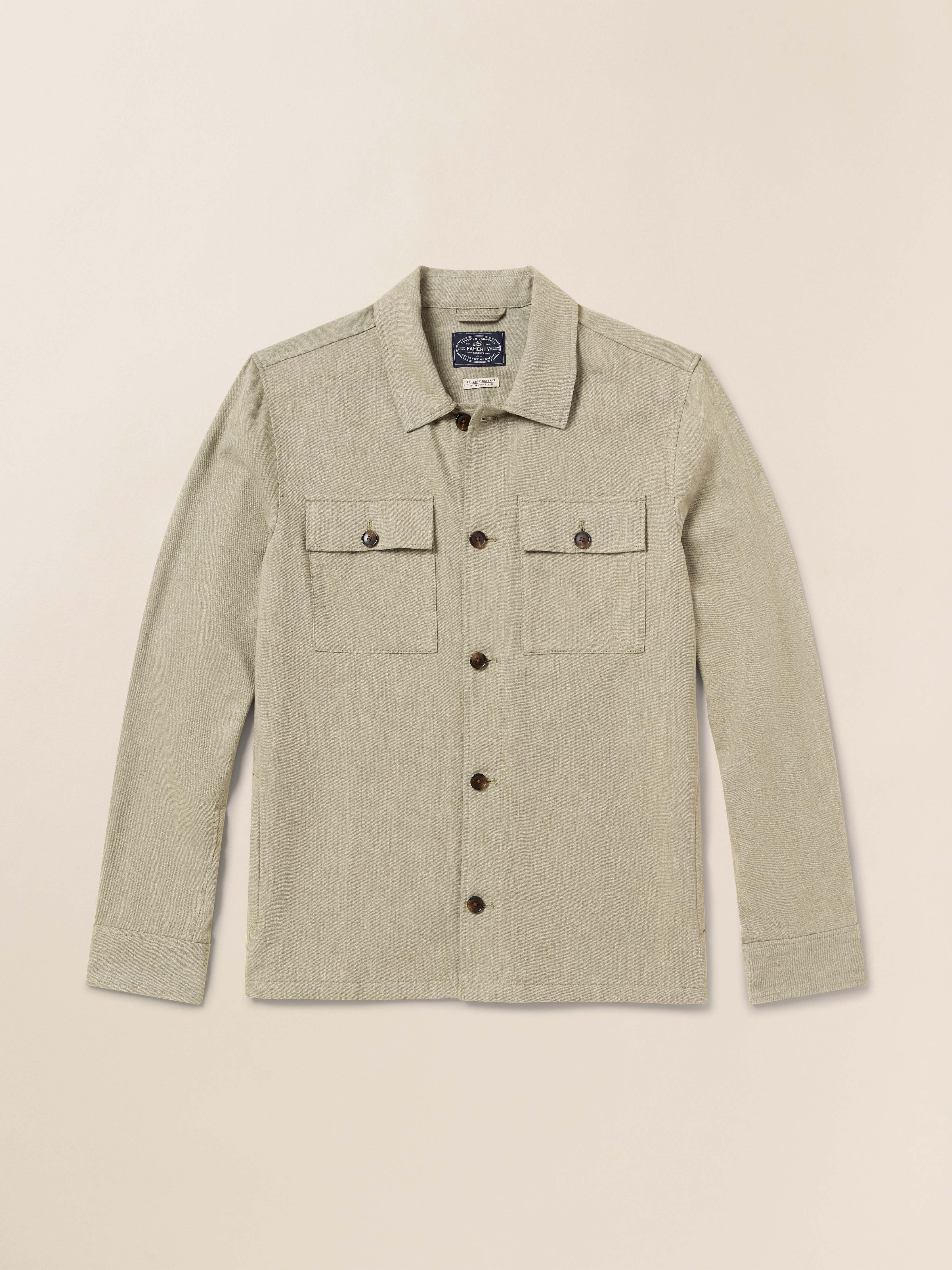 Performance Stretch Linen Shirt Jacket - Sage Cliff