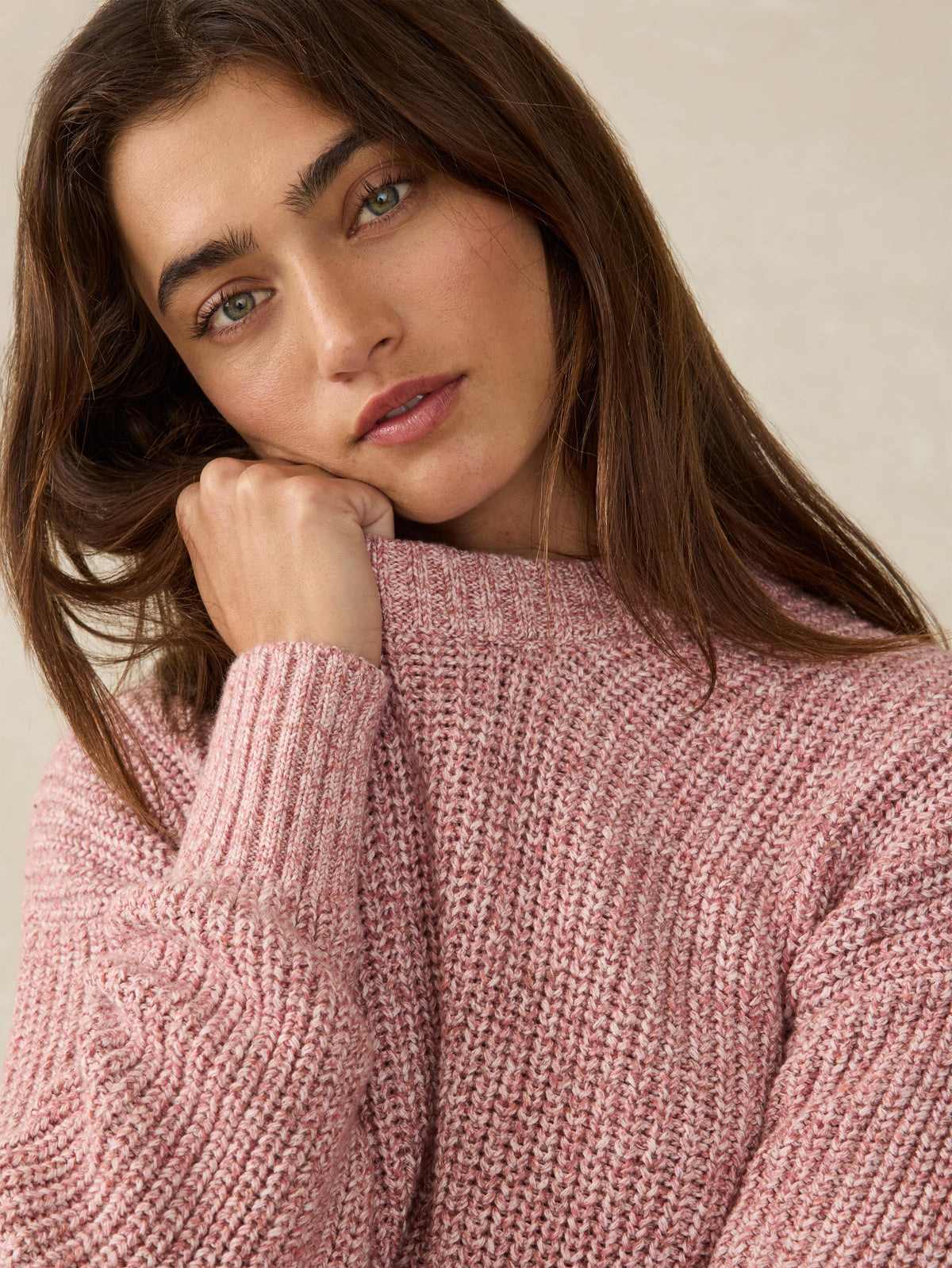 Sunwashed Cotton Fisherman Sweater - Seashell Blush Main image
