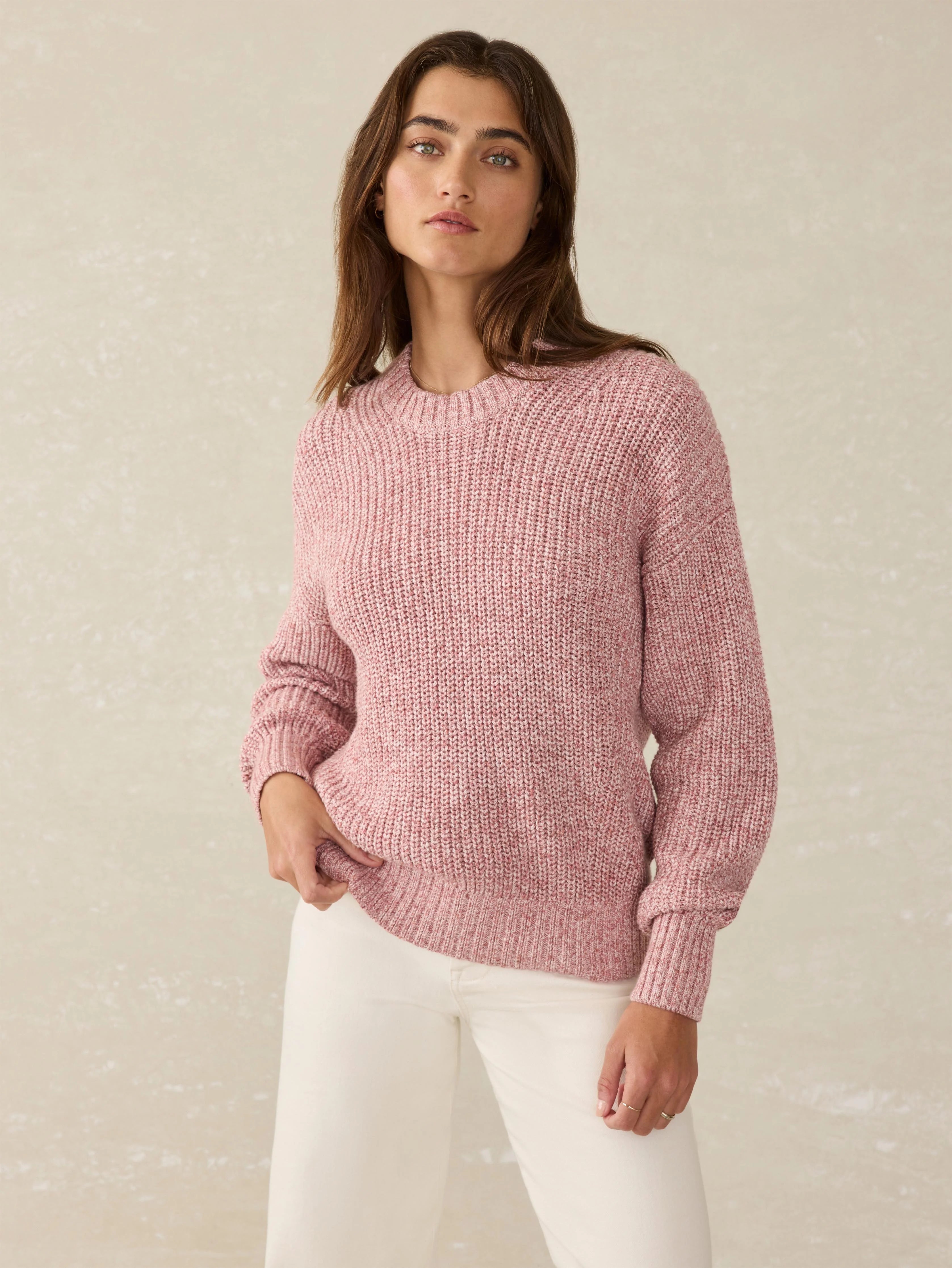 Sunwashed Cotton Fisherman Sweater - Seashell Blush Secondary image