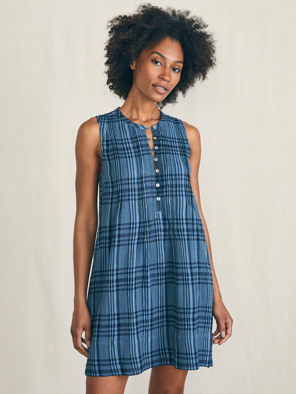 Isha Dress - Clearwater Navy Plaid Main image