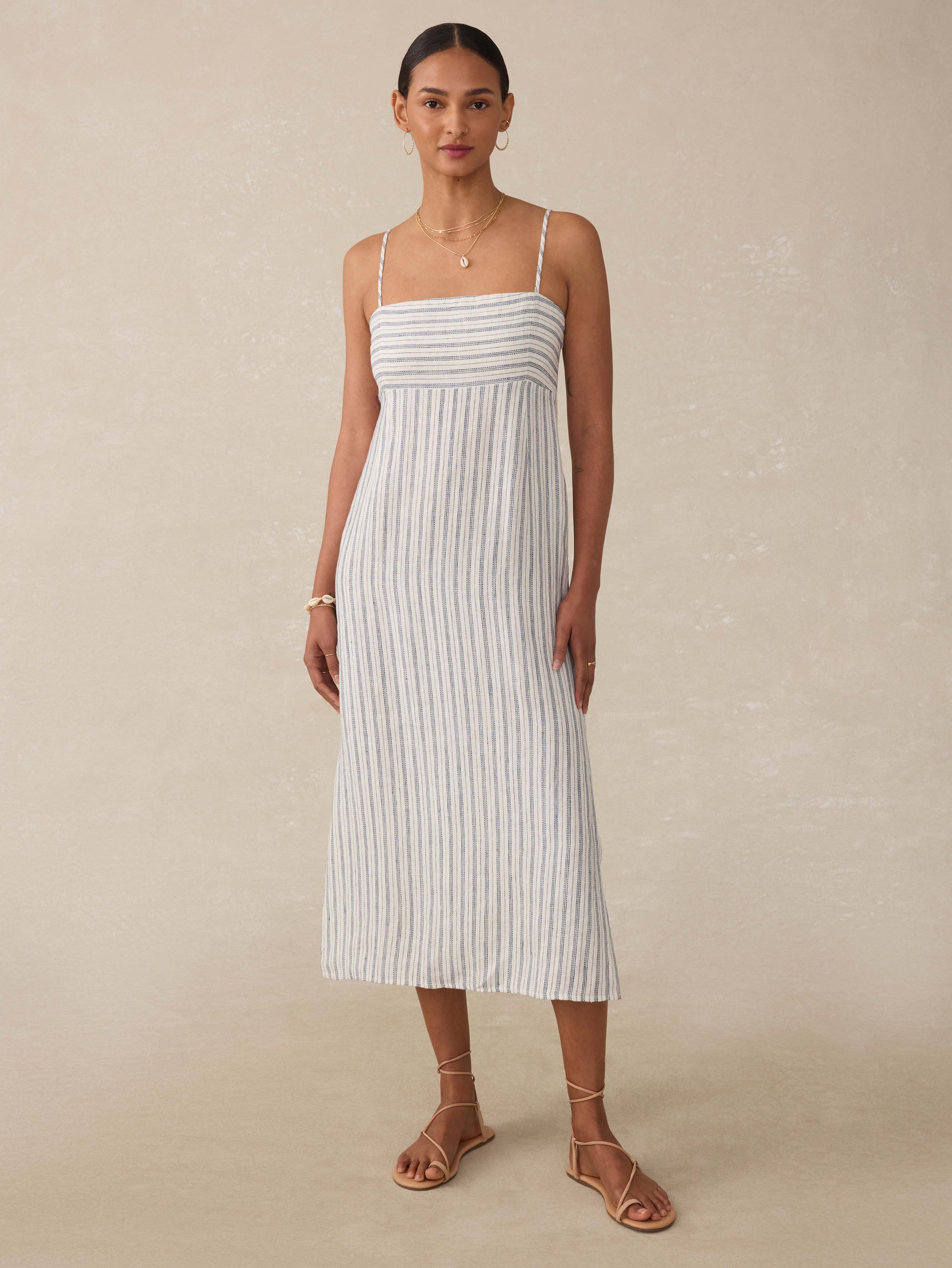 Sienna Linen Sun Dress - Oceanside Stripe Main image