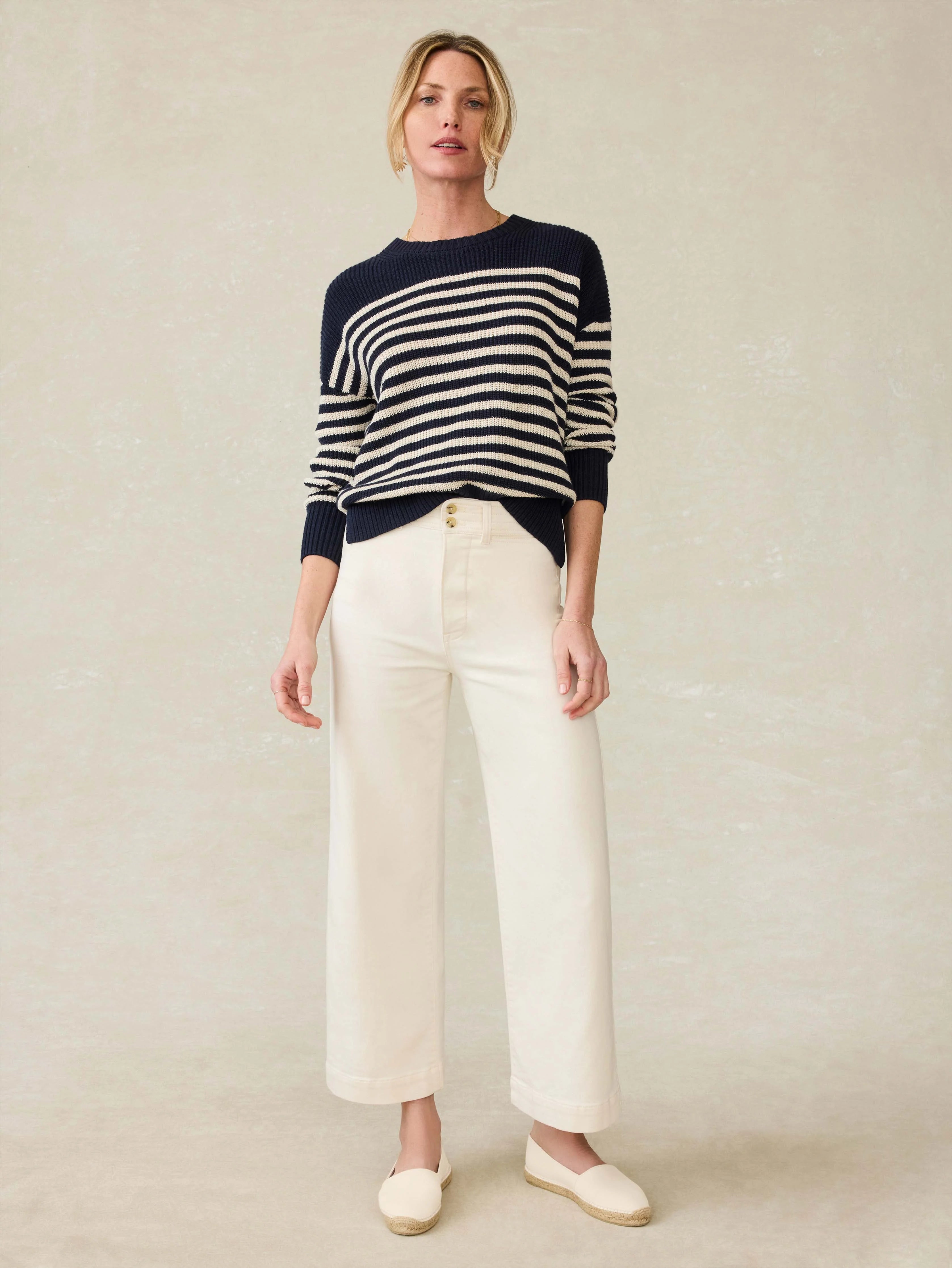 Miramar Linen Crewneck - Lighthouse Point