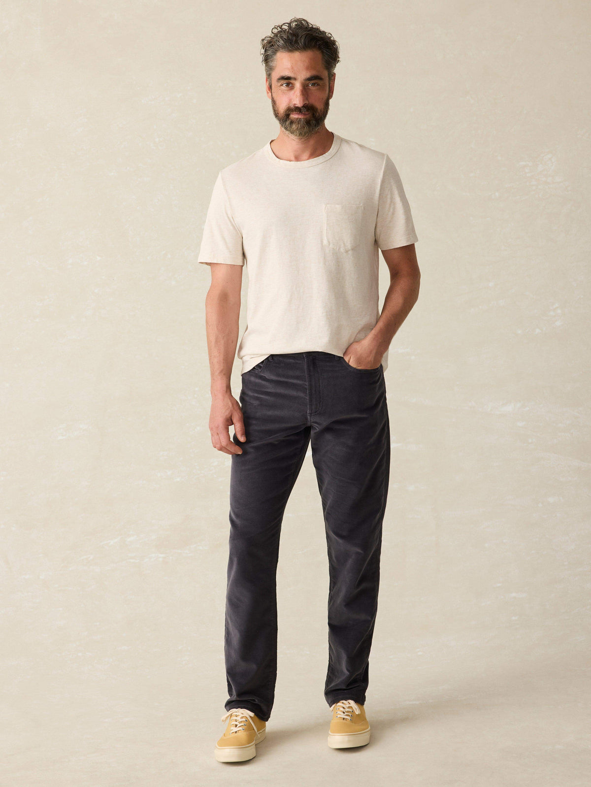 Stretch Terry Corduroy 5-Pocket Pant - Washed Charcoal Main image