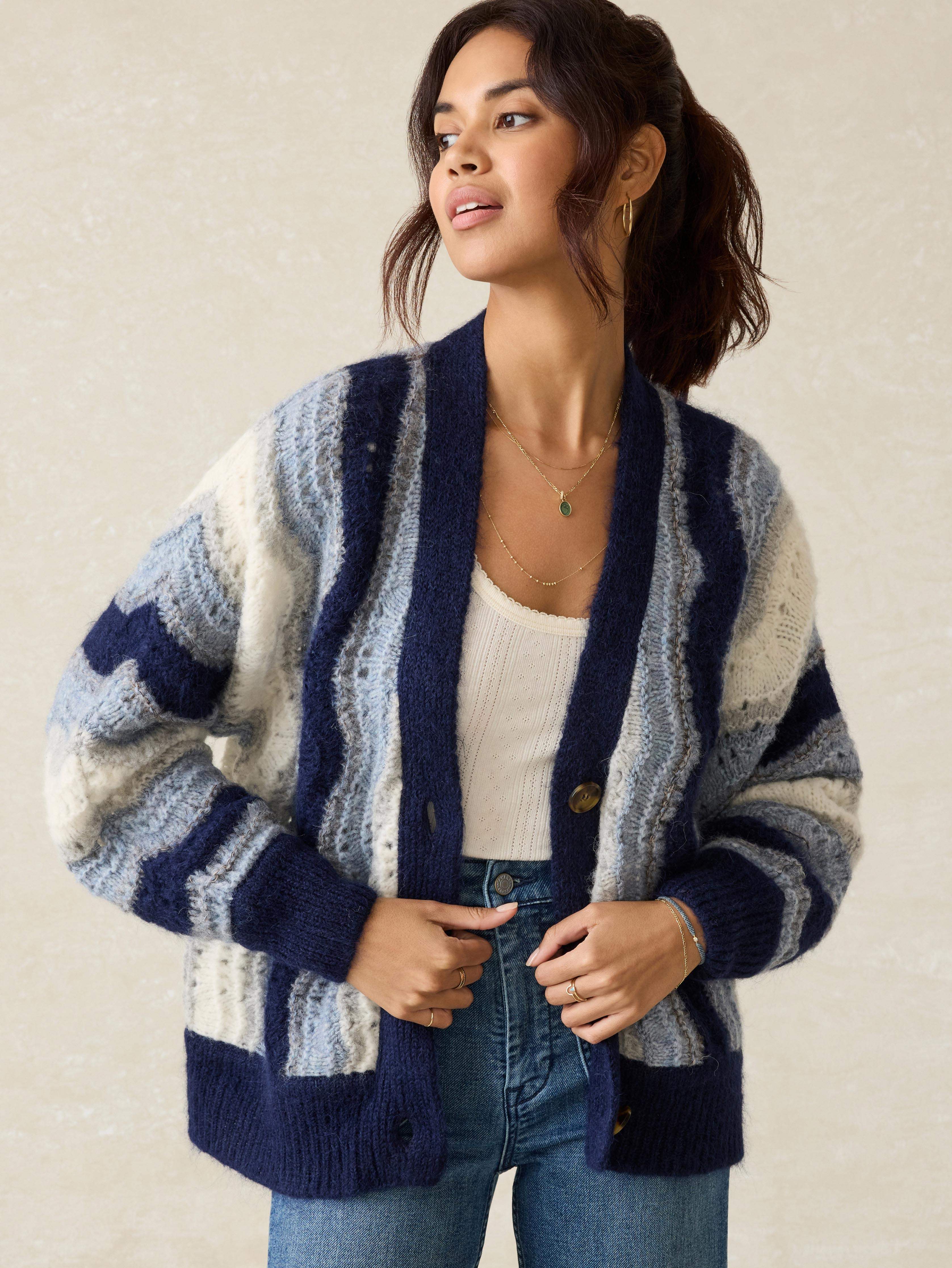 Freeride Cardigan - Indigo Waves Main image