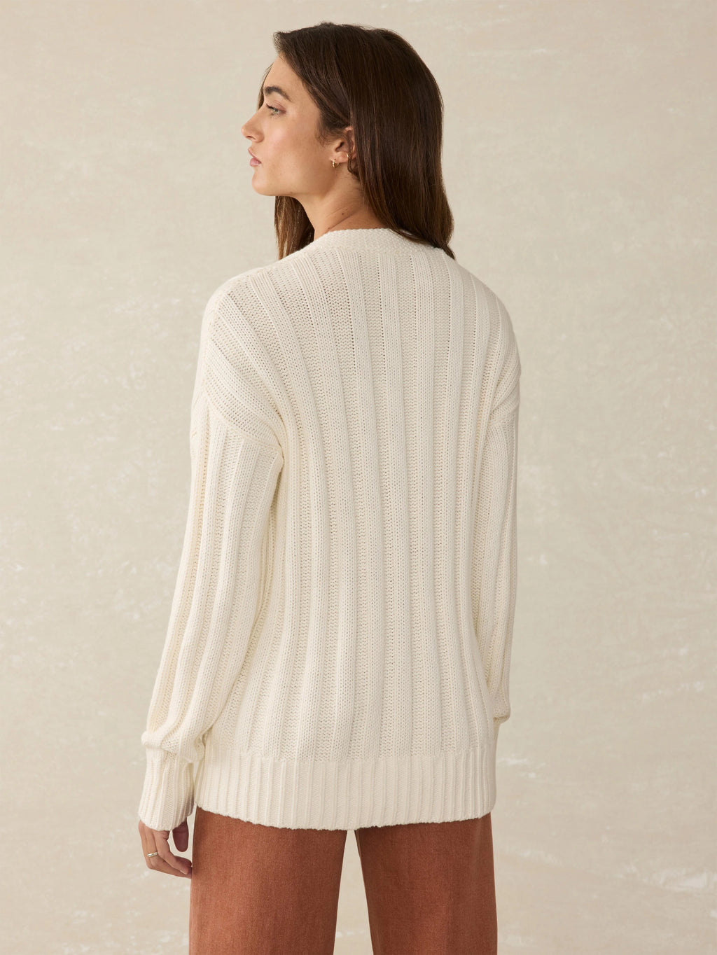 Washed Cotton Cotton Laidback Cardigan - Egret