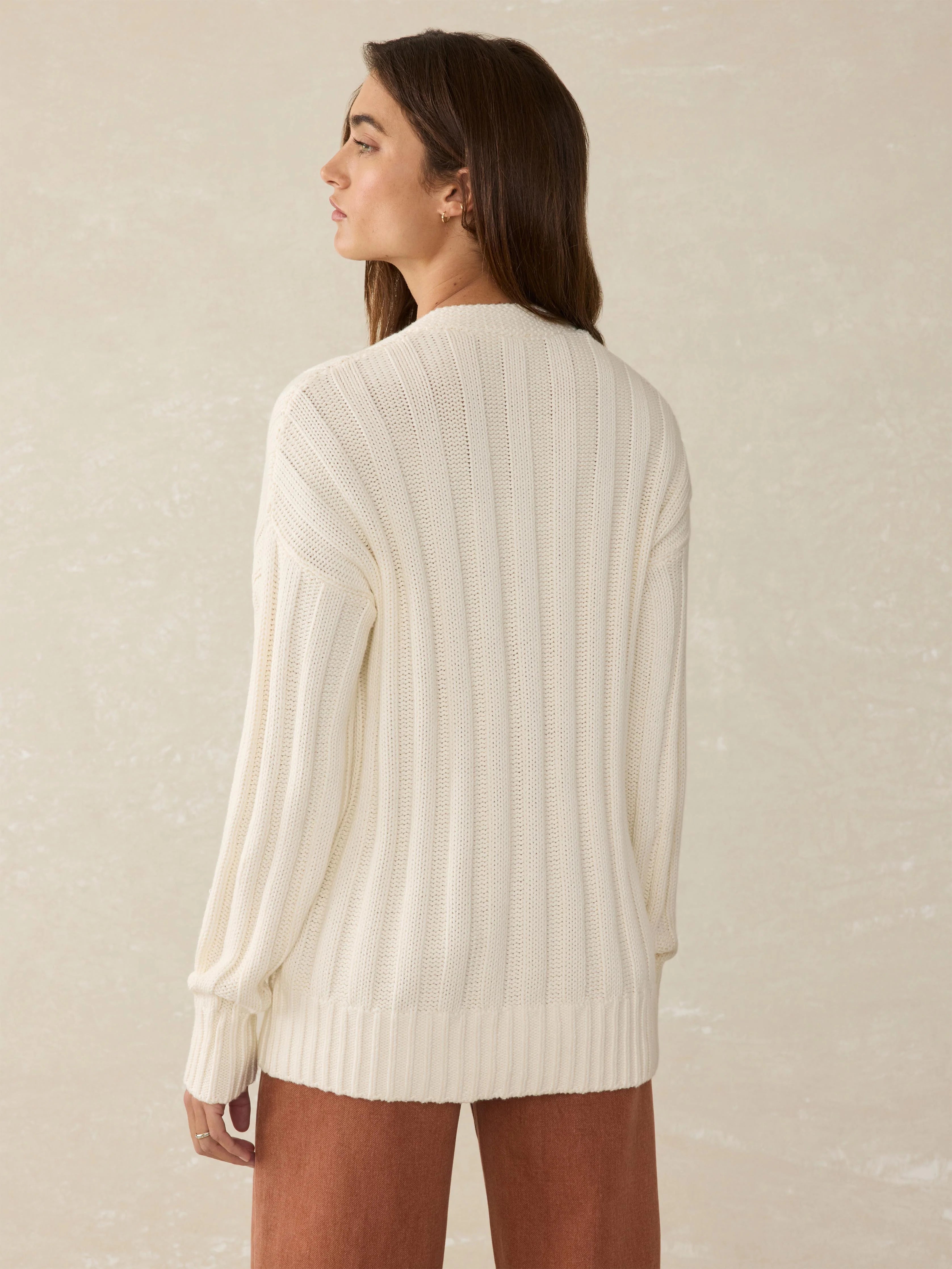 Washed Cotton Cotton Laidback Cardigan - Egret