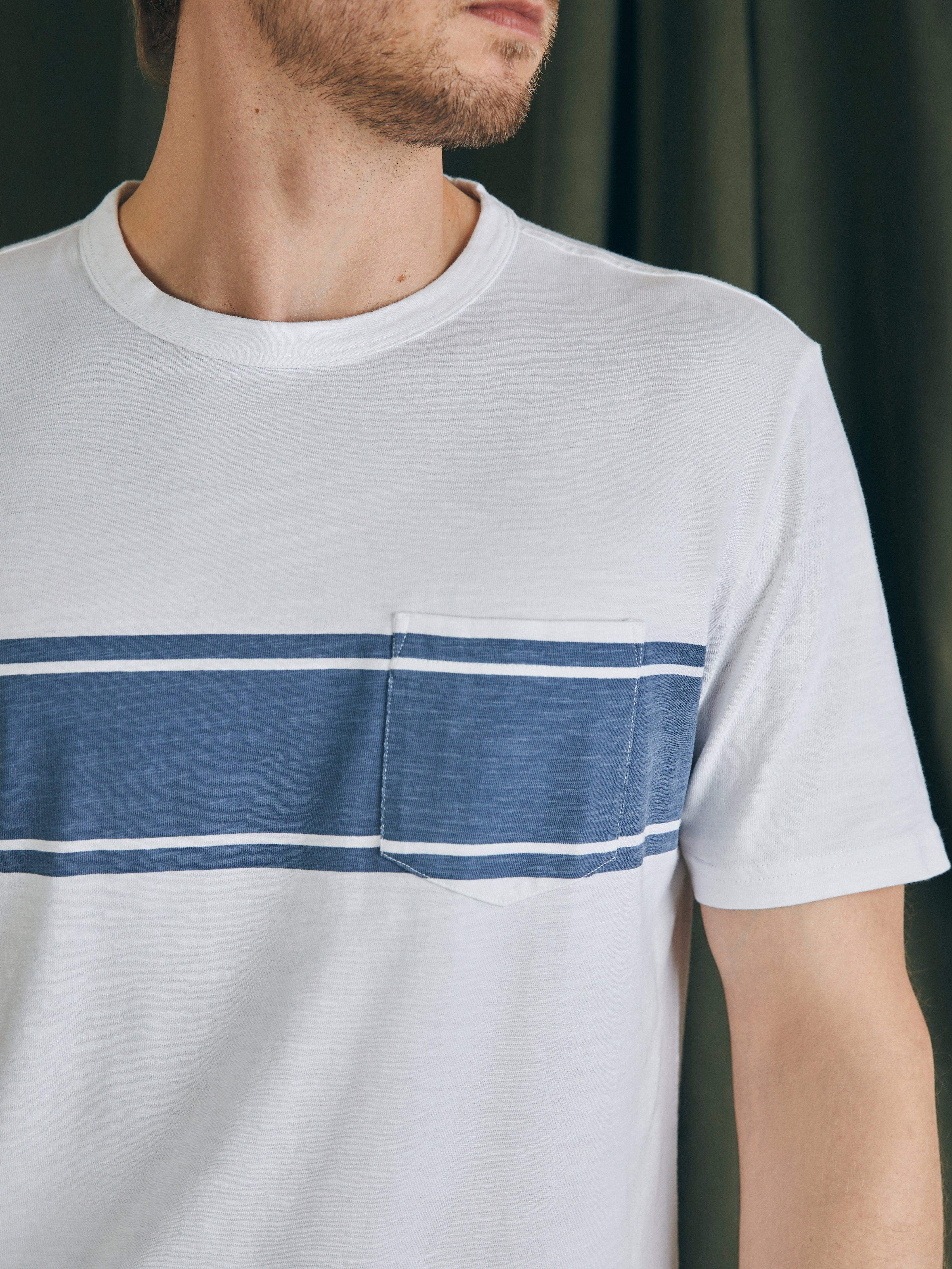 Surf Stripe Sunwashed Pocket Tee - White Secondary image