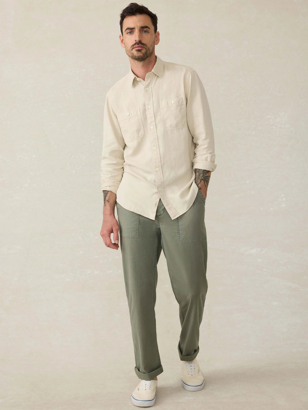 Tried \u0026 True Chambray Workshirt - Coastal Cream