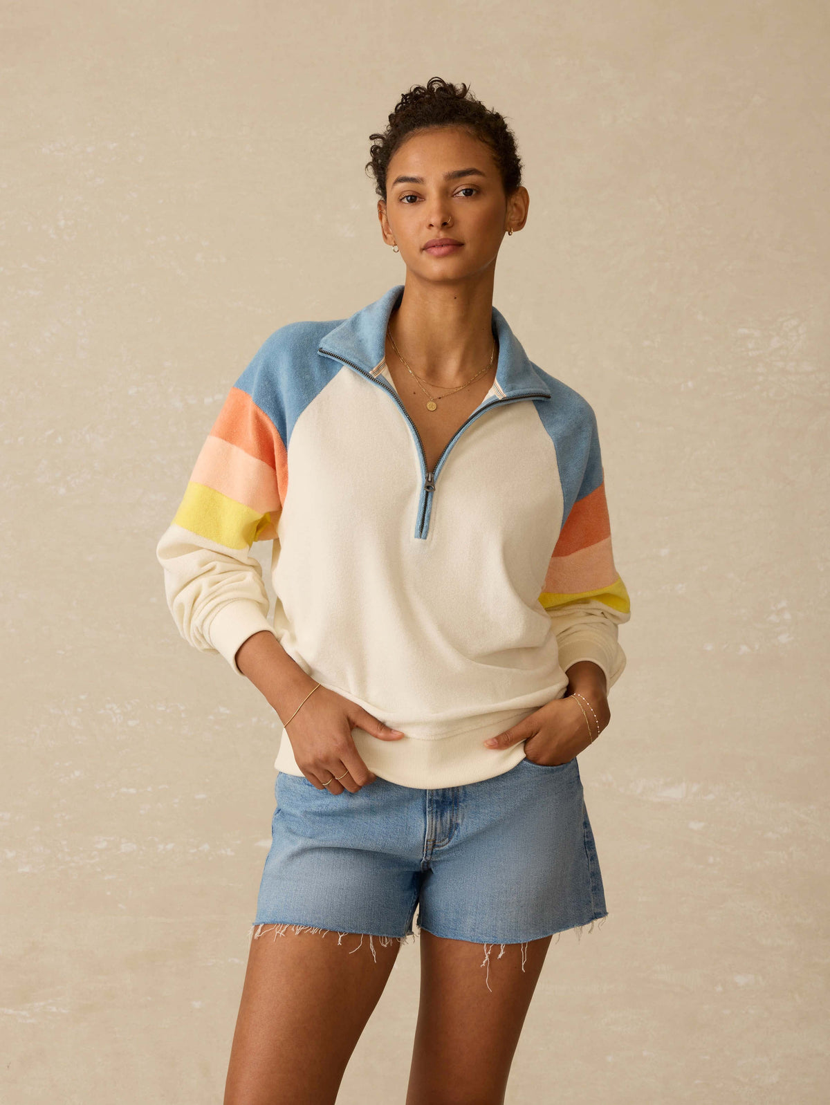 Cabana Towel Terry Quarter Zip - Sunrise Sail Main image