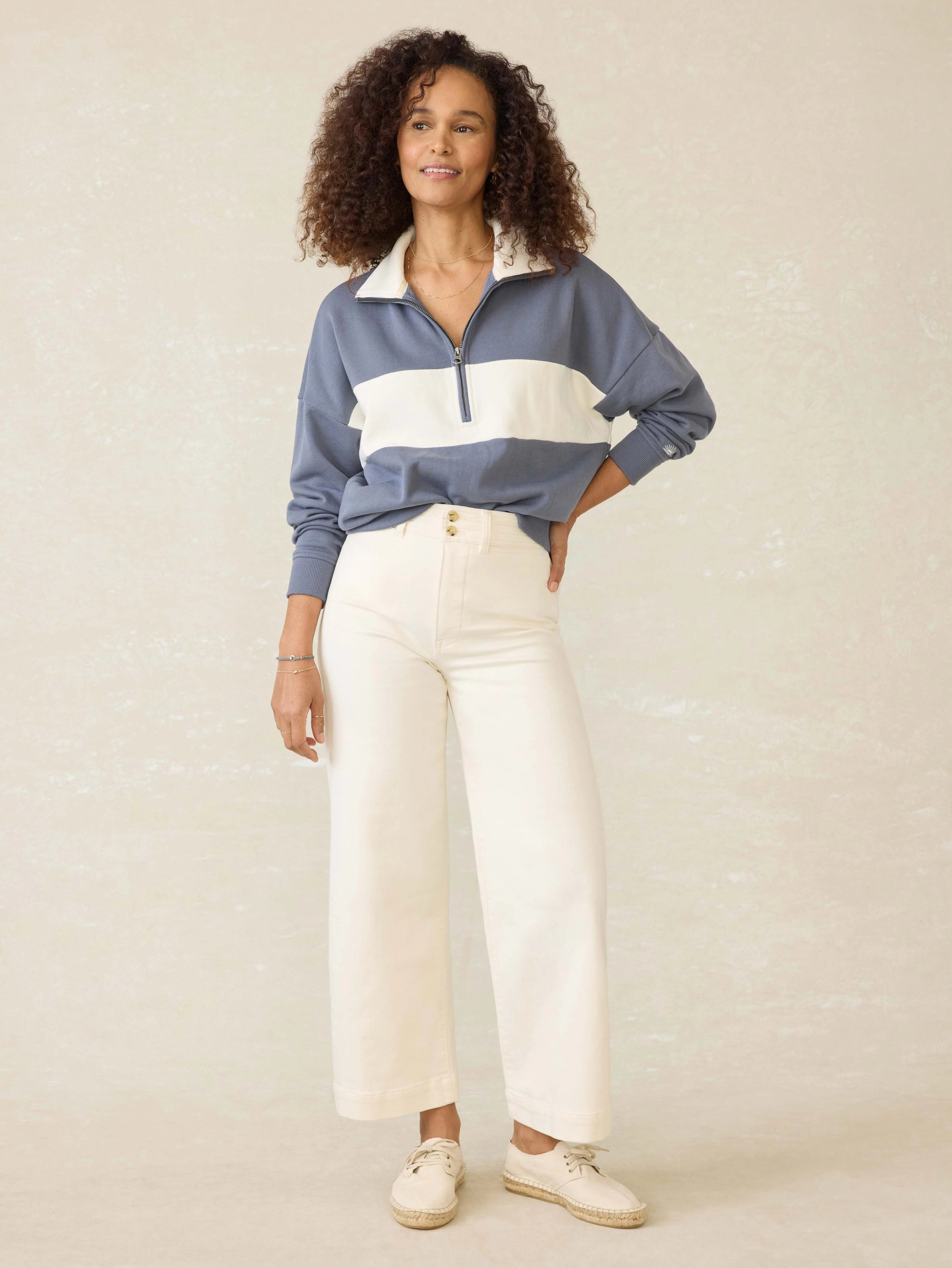 High Standard Fleece Quarter Zip - Blue Coast Stripe Main image