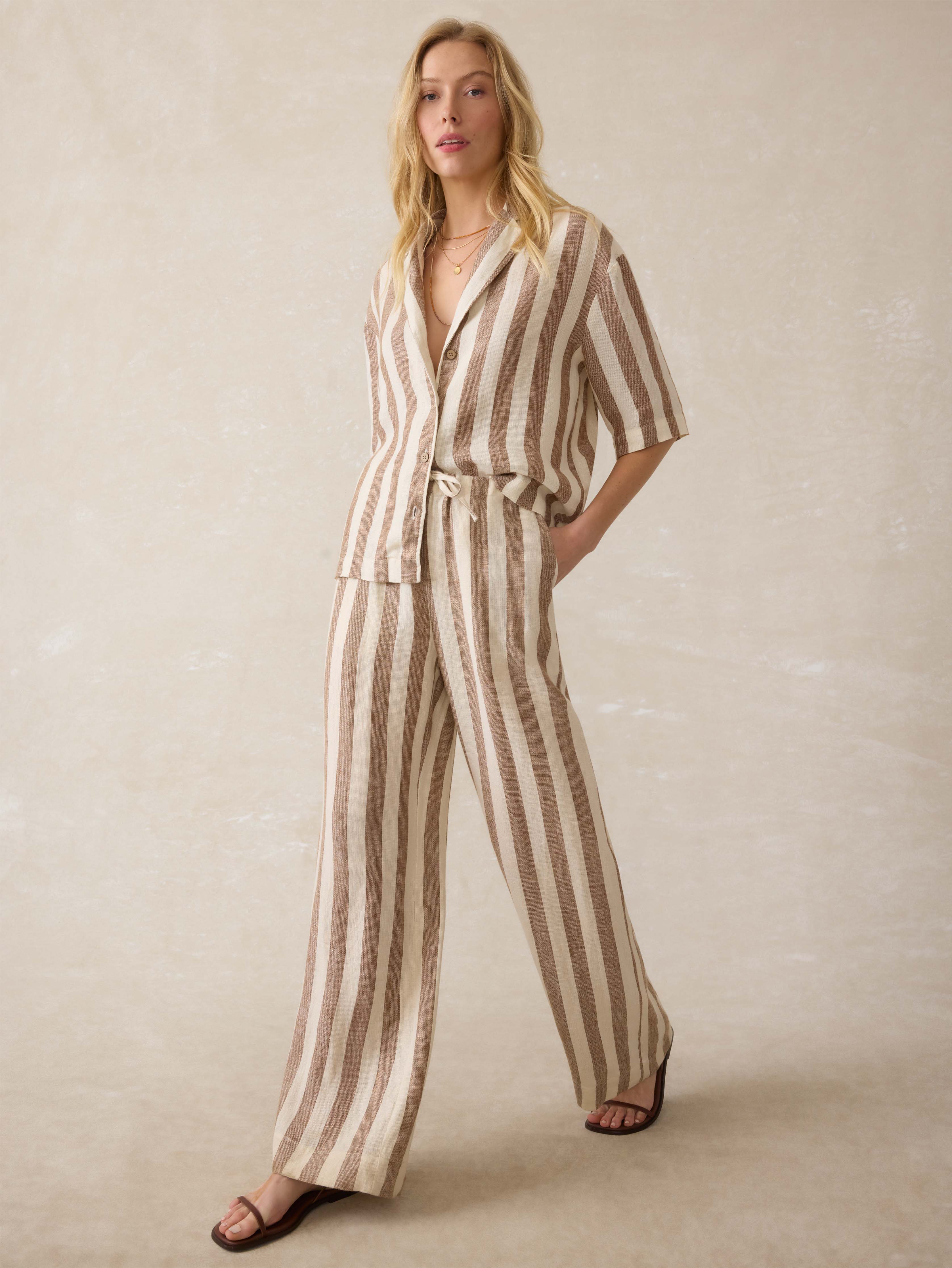 Laidback Palma Linen Pant - Cocoa Beach Stripe Main image