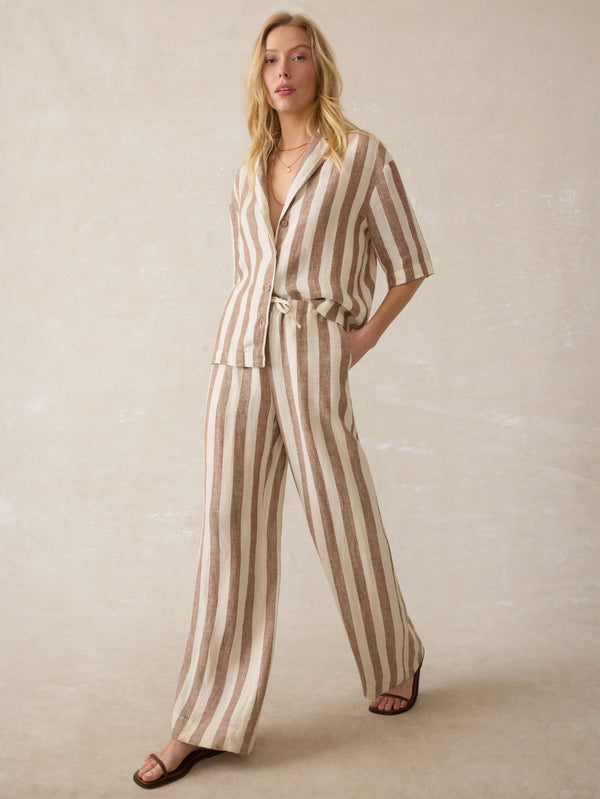 Laidback Palma Linen Pant - Cocoa Beach Stripe