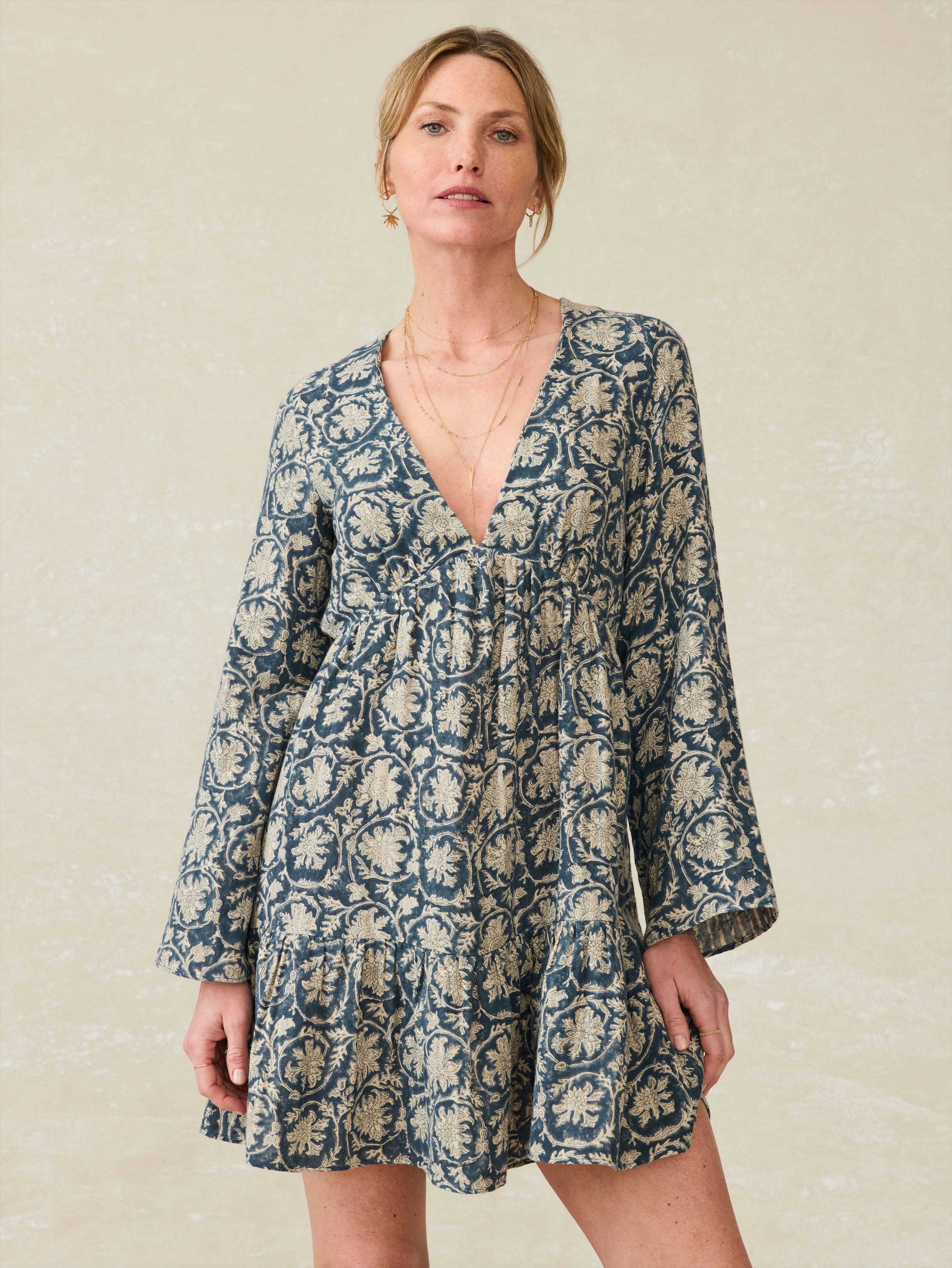 Dune Cotton Gauze Oceana Dress - Tranquil Tides Print Main image
