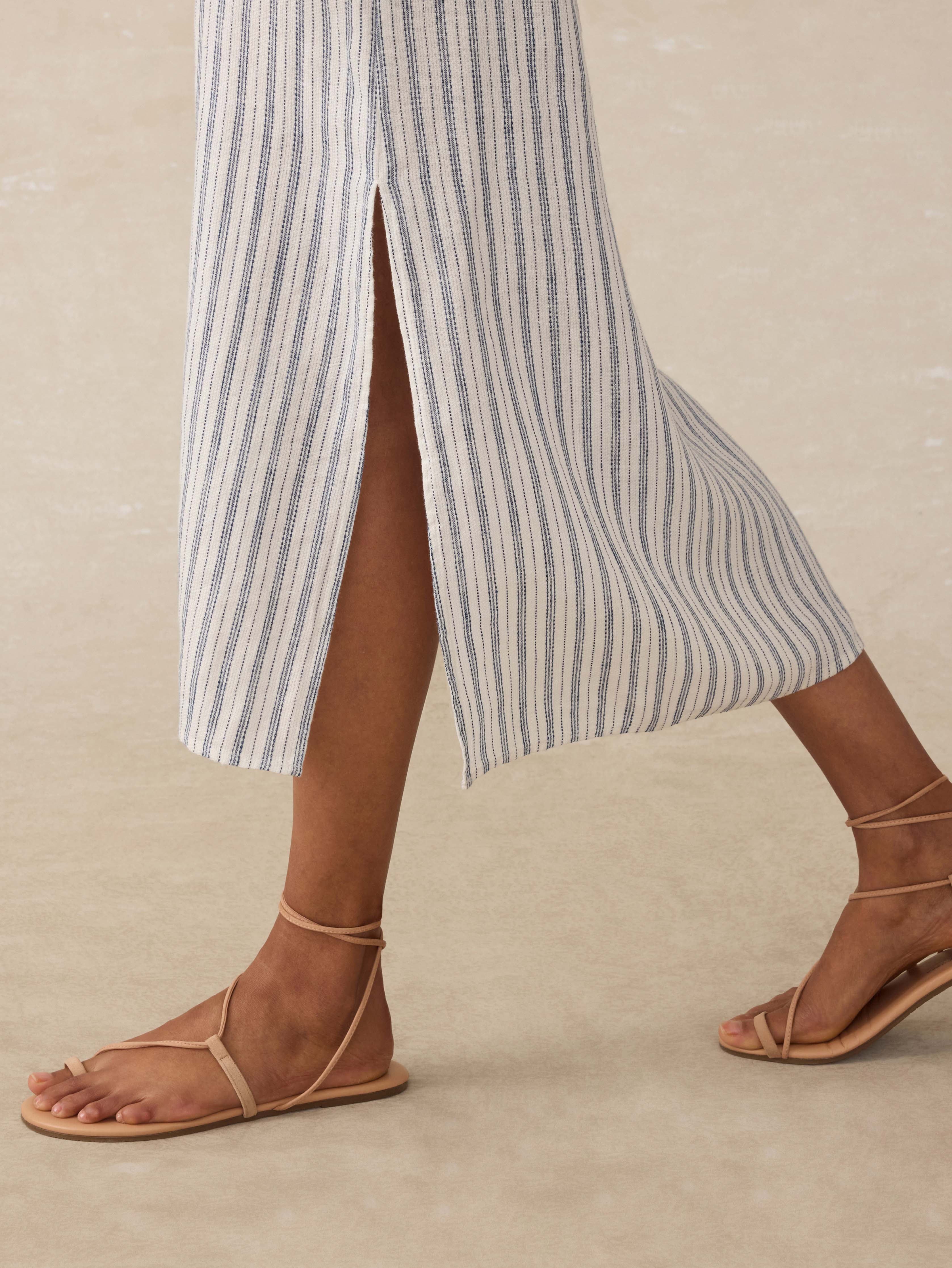 Sienna Linen Sun Dress - Oceanside Stripe Secondary image