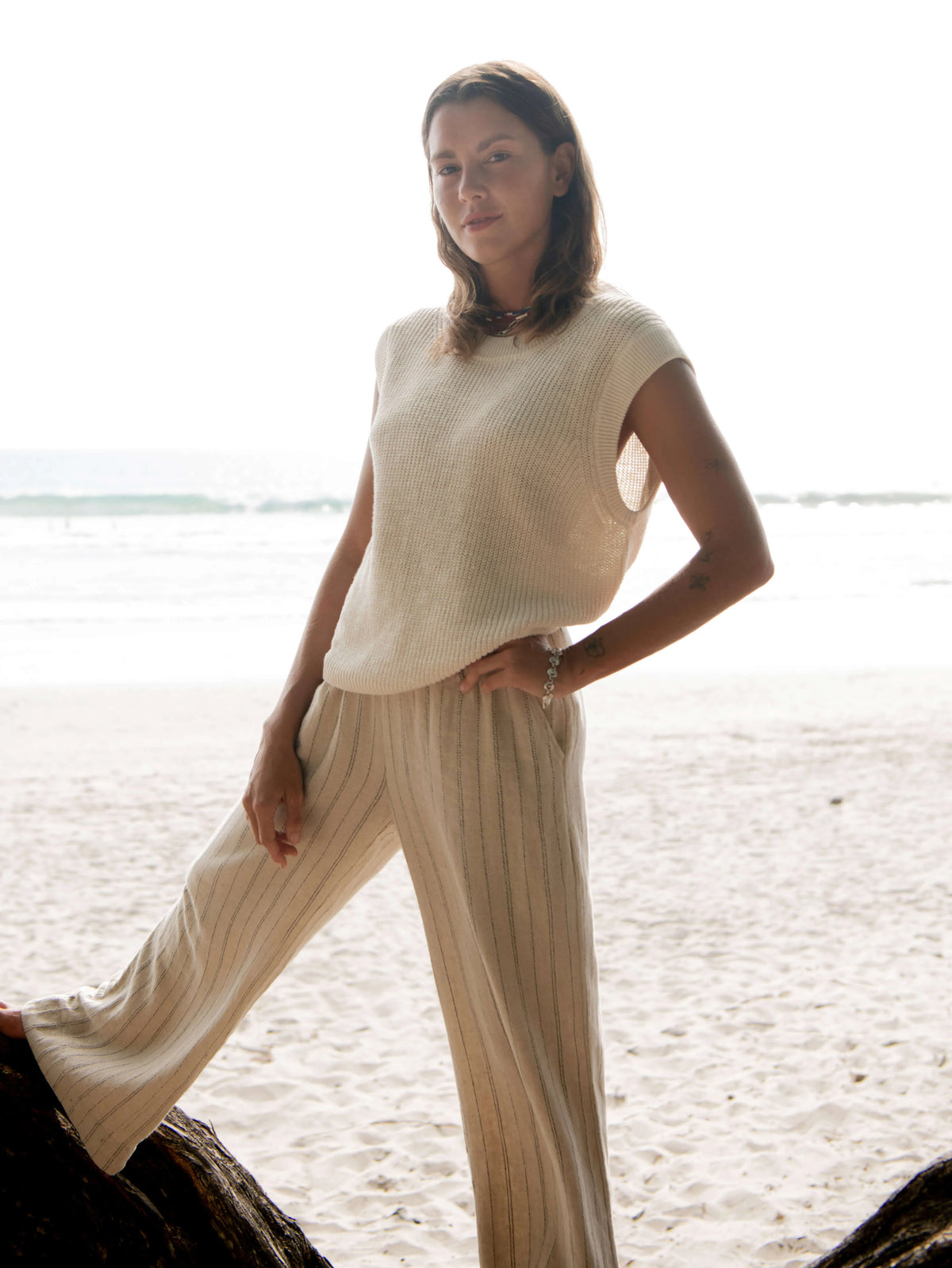 Miramar Linen Sweater Tank - Summer Sand Main image