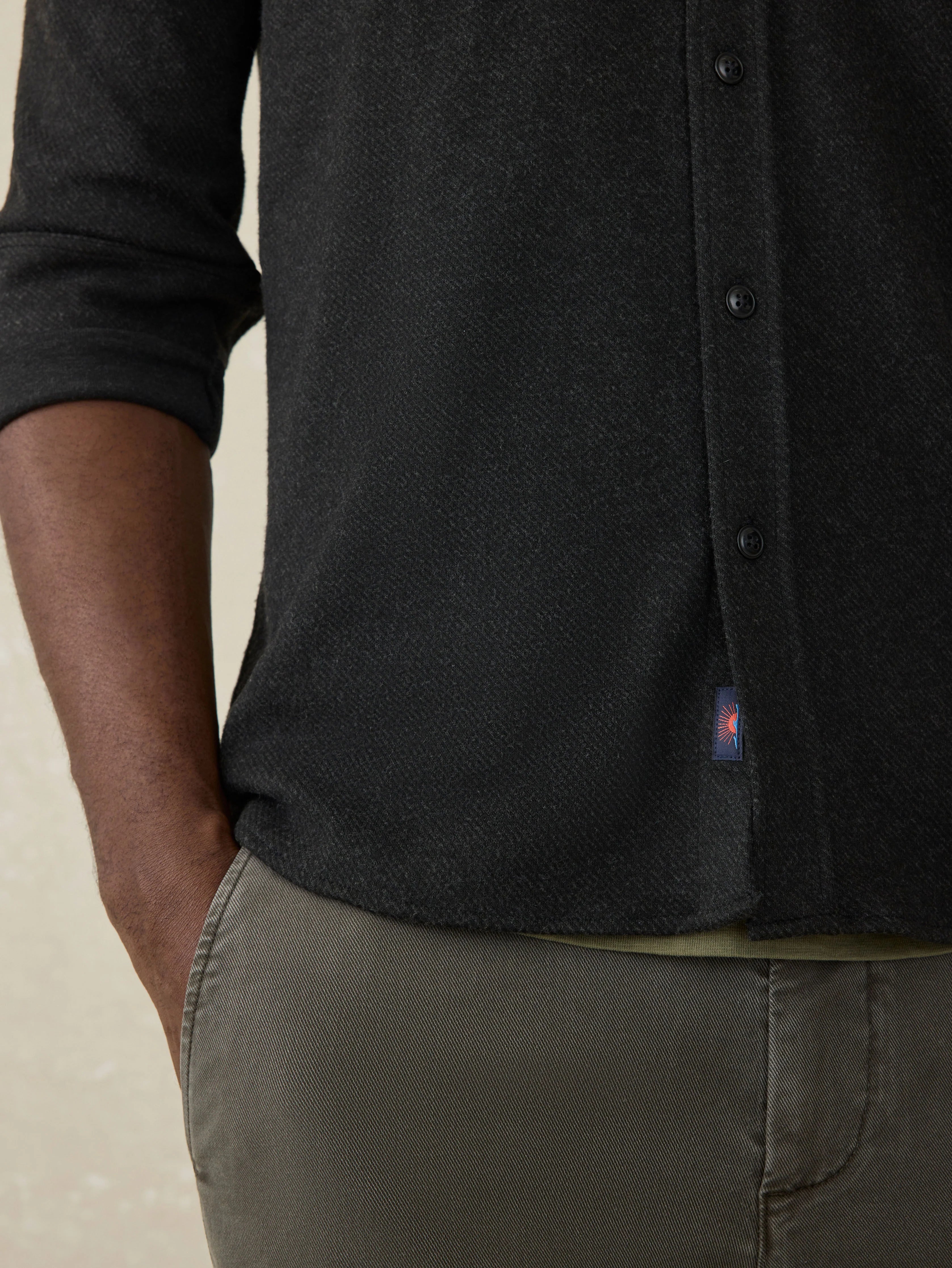 Soft Knit Sweater Shirt - Heathered Black Twill Secondary image