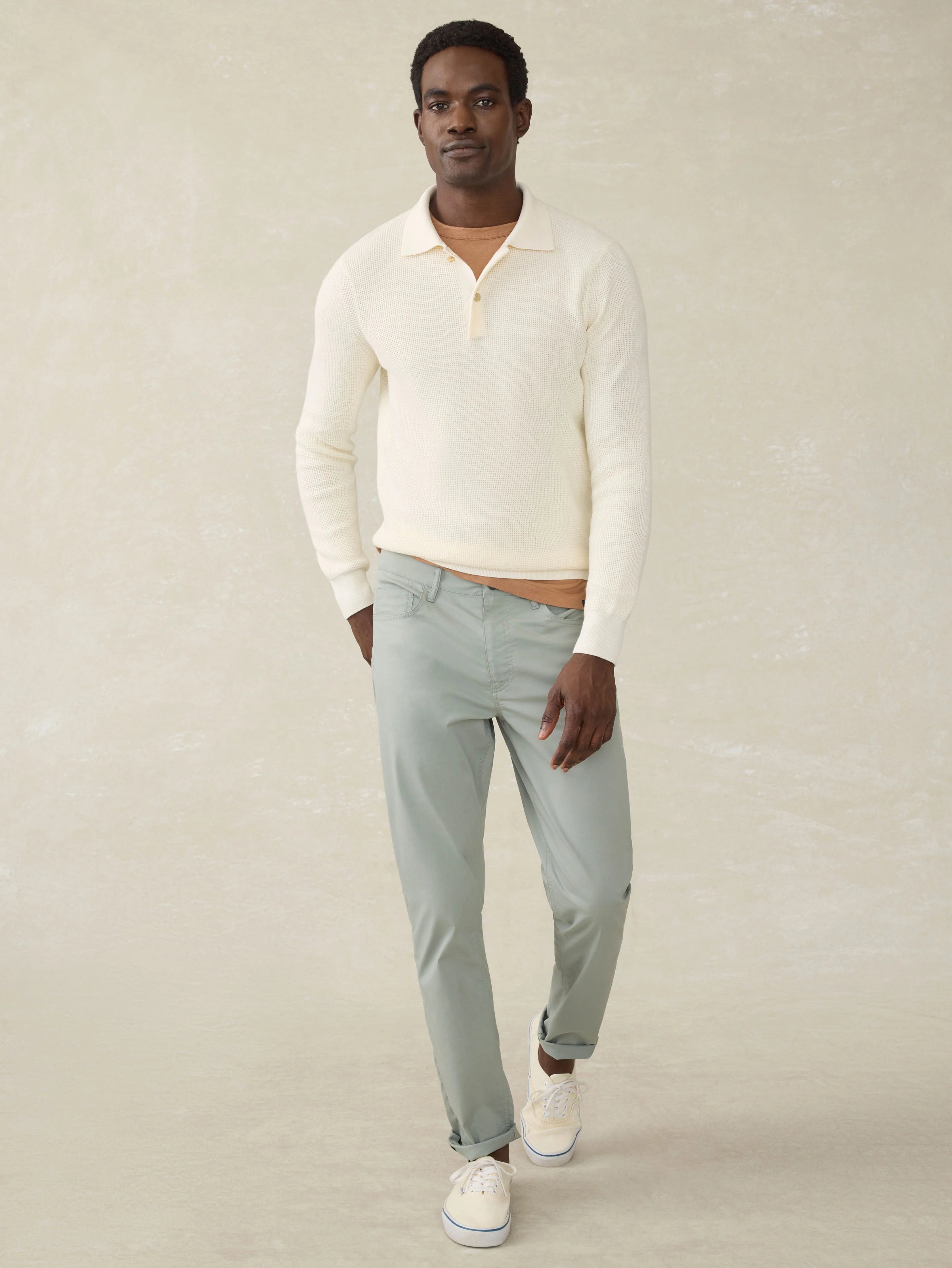 Sunwashed Sweater Polo - White Shell Main image