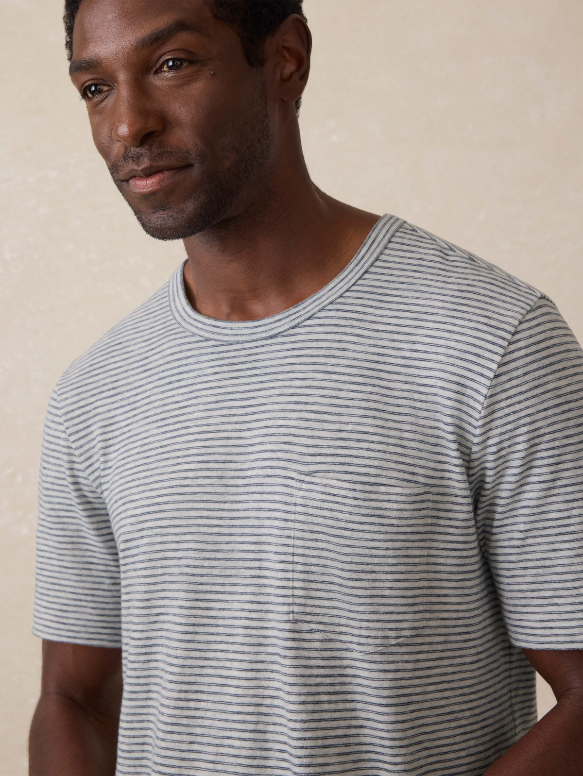Sunwashed Pocket Tee - Silver Sea Stripe