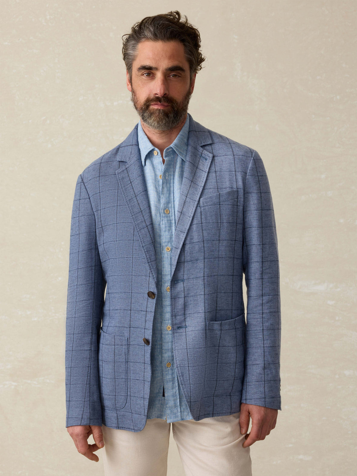 Movement™ Linen Blazer - Storm Cape Windowpane Main image