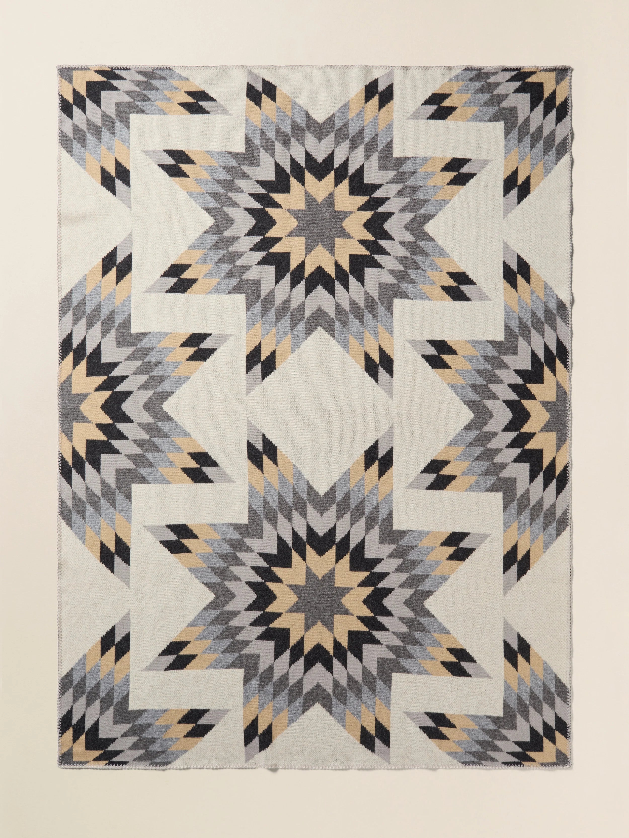 B. Yellowtail Star Patchwork Blanket - Grey Star Patchwork