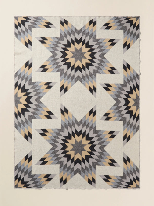 B. Yellowtail Star Patchwork Blanket - Grey Star Patchwork