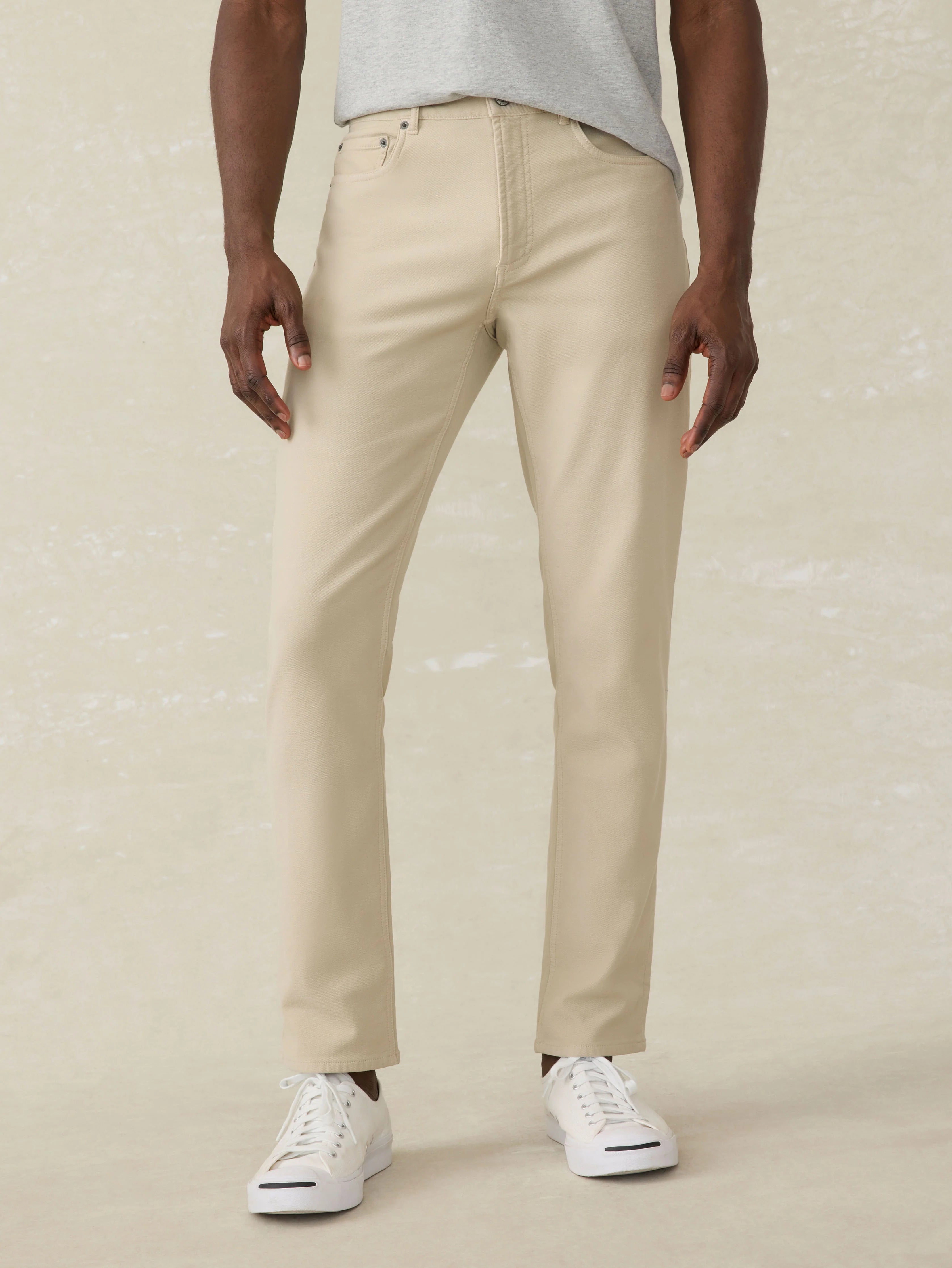 Stretch Terry 5-Pocket Athletic Fit Pant - Stone Main image