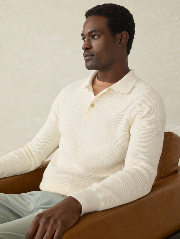 Sunwashed Sweater Polo - White Shell