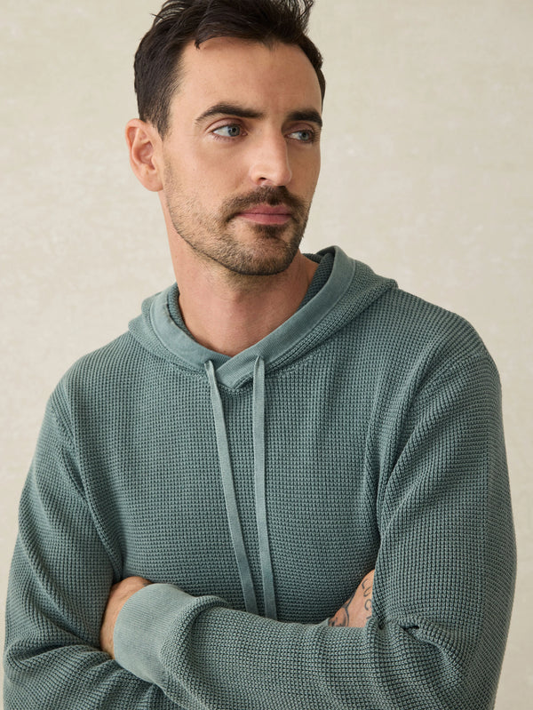 Washed Cotton Sweater Hoodie - Mountain Olive