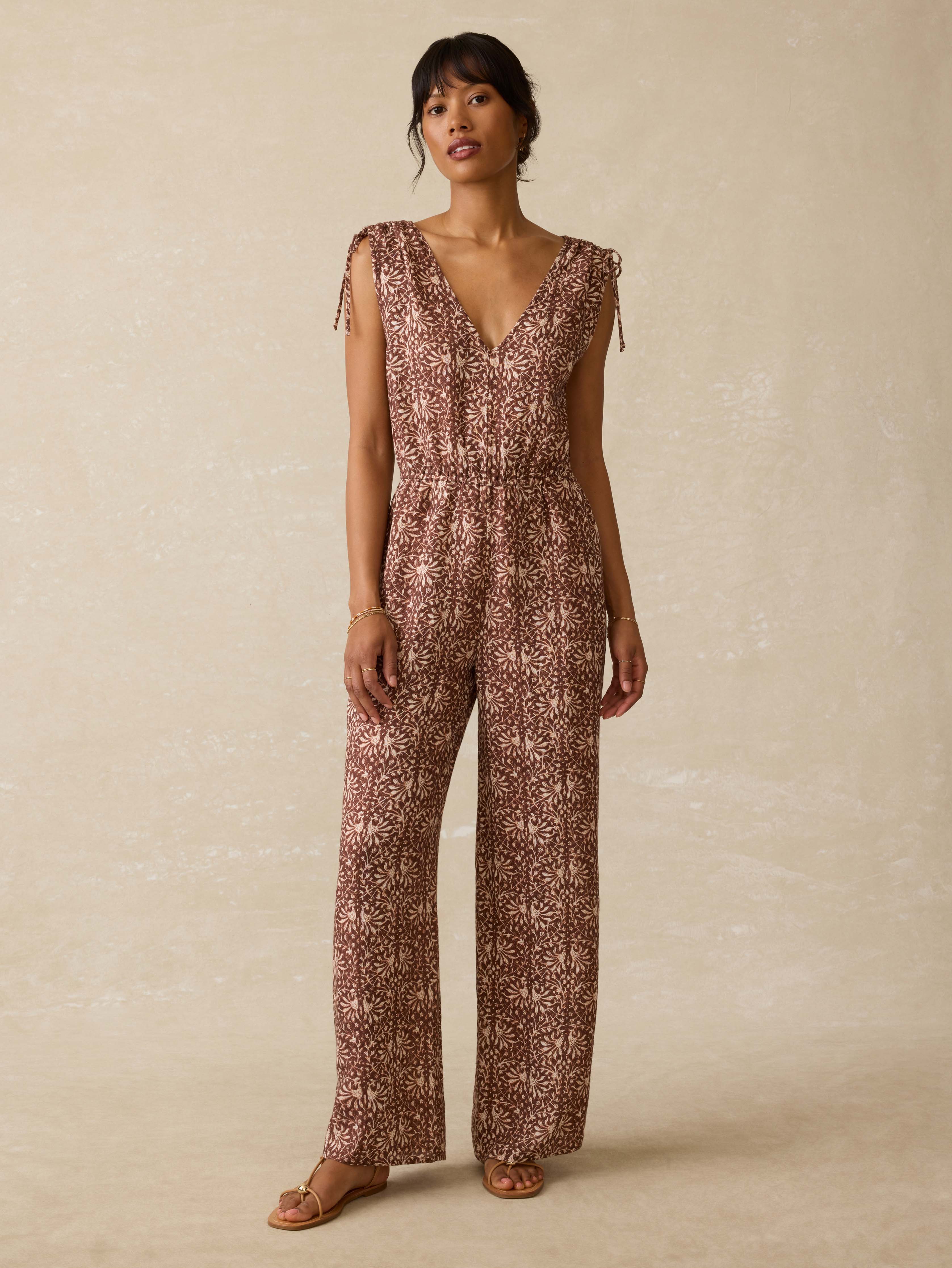 Jules Linen Jumpsuit - Sausalito Sunset Main image