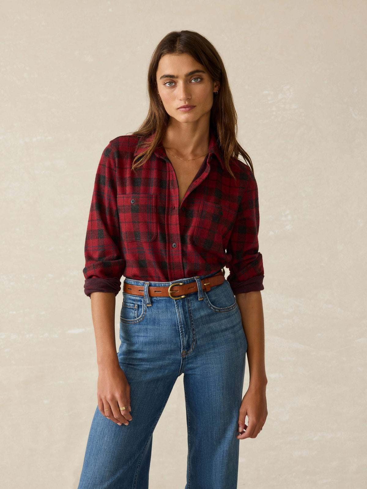 Soft Knit Sweater Shirt - Cherry Creek Plaid Main image