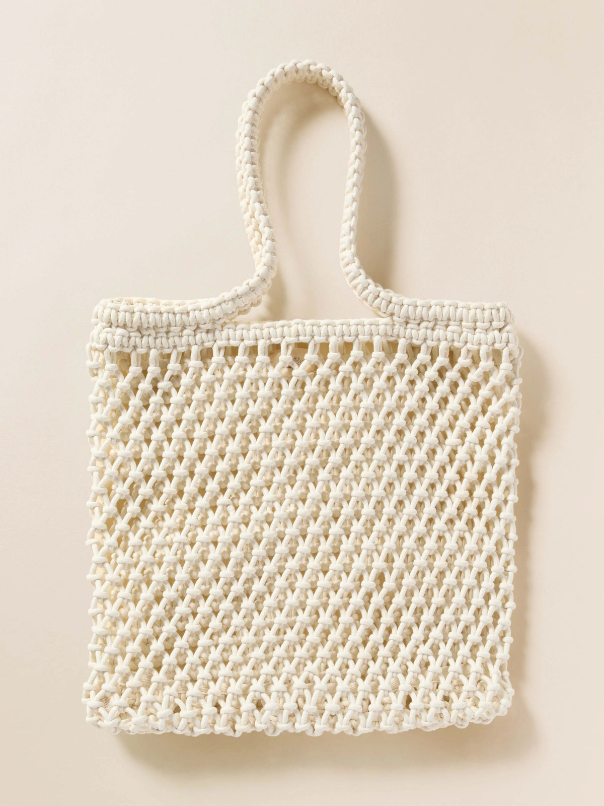 Sunwashed Macrame Tote - Cream Main image