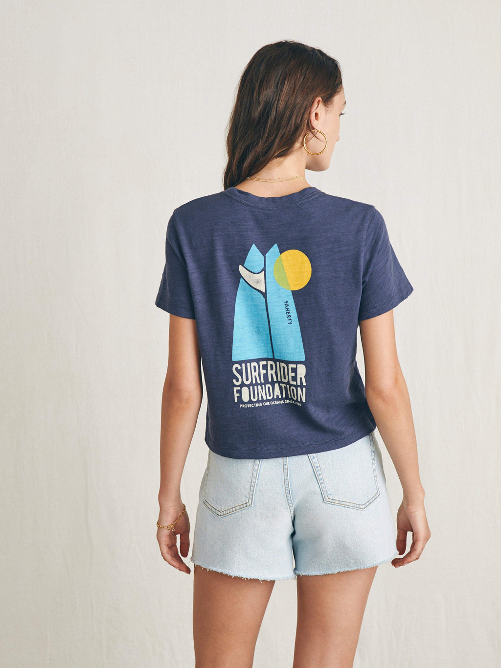 Surfrider Sunwashed Cropped Tee - Dune Navy