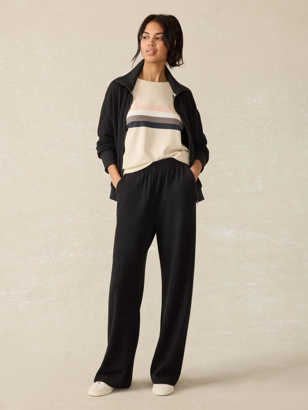 Legend™ Lounge Wide Leg Pant - Heathered Black Twill