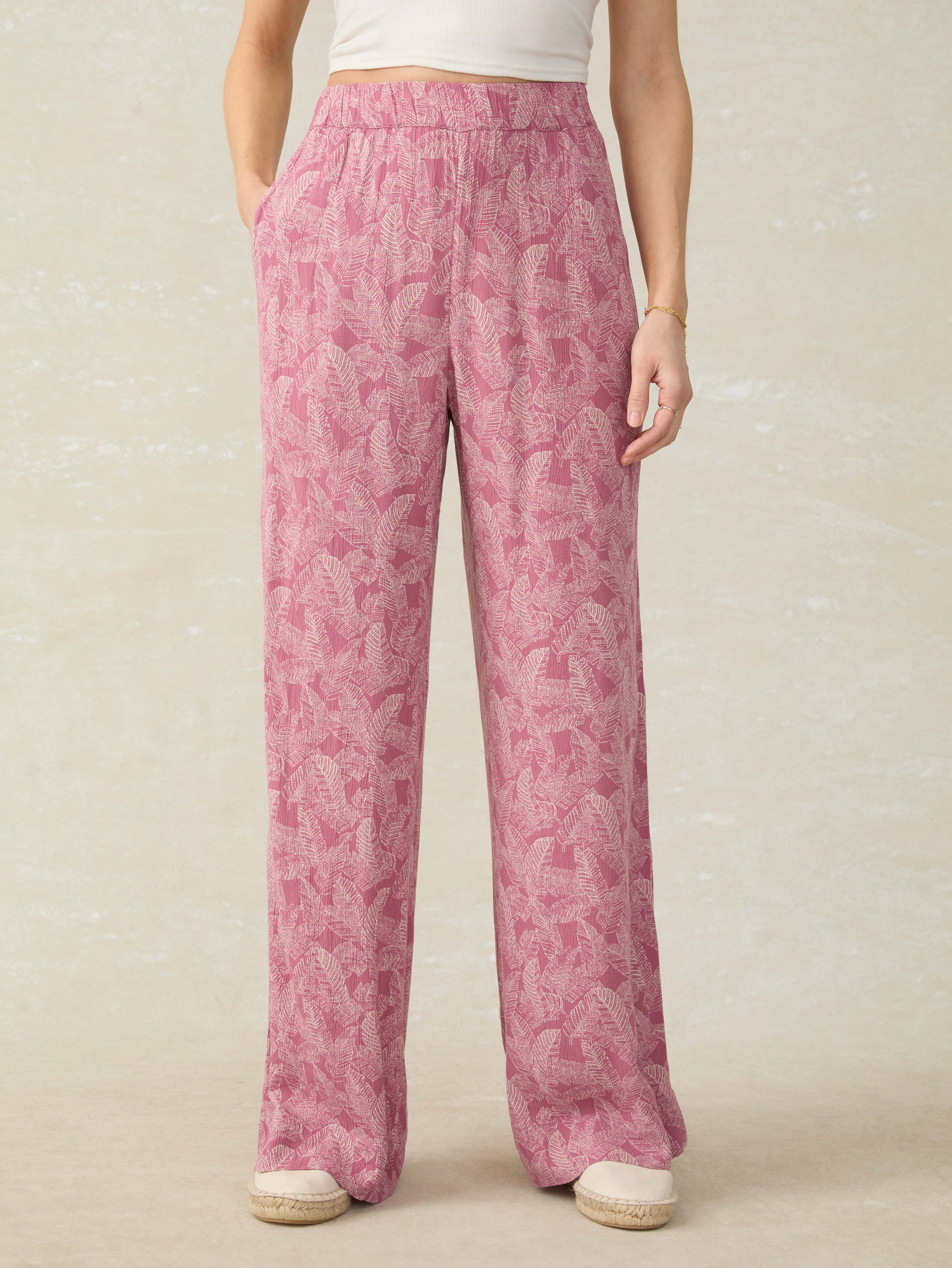 Cabana Pant - Dusty Rose Banana Leaf Main image