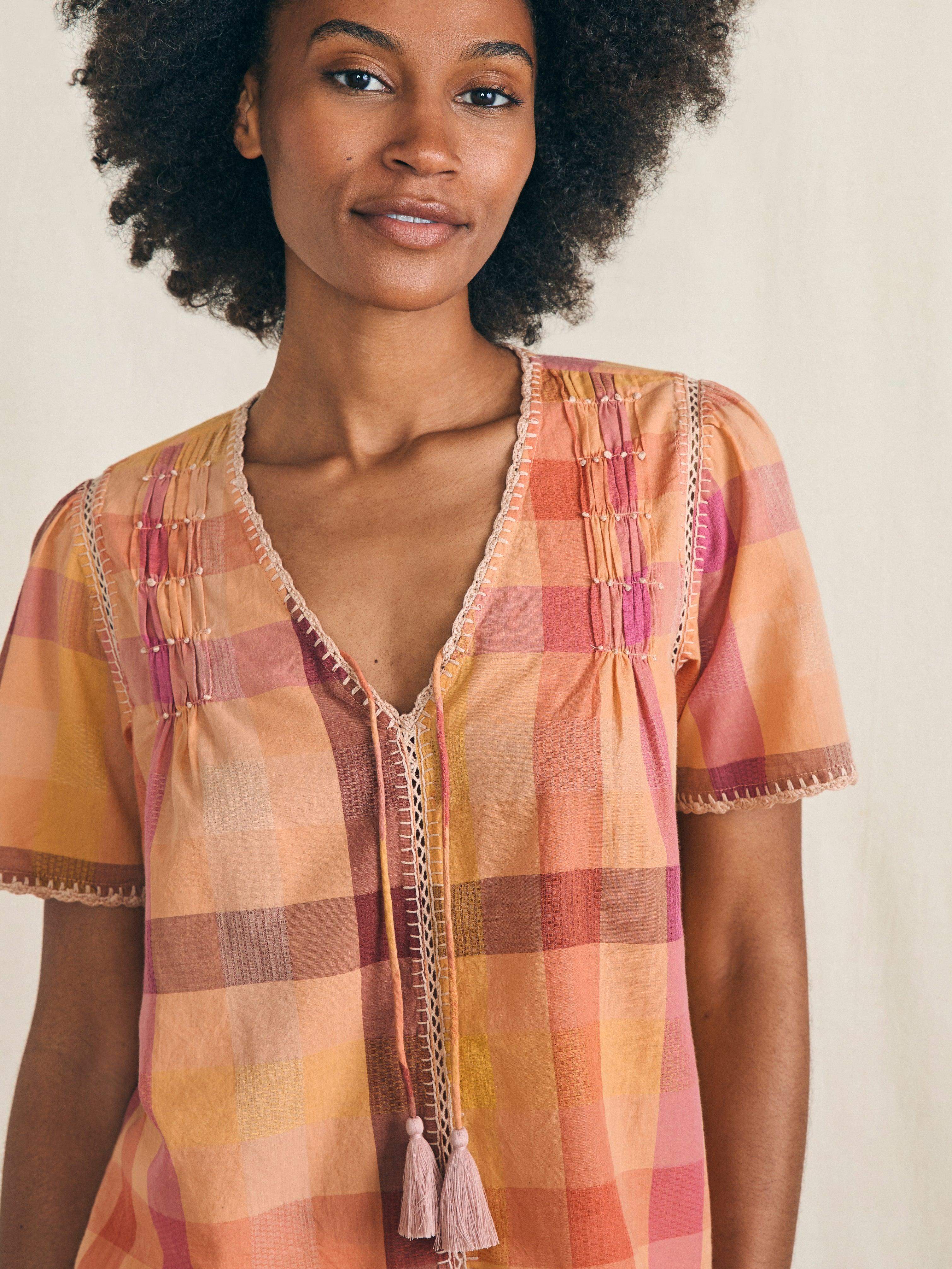 Margate Blouse - Sunset Desert Plaid Secondary image