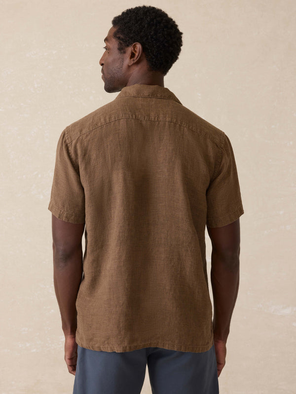 Short- Sleeve Reserve Basque Camp Shirt - Dark Oakwood Pincheck