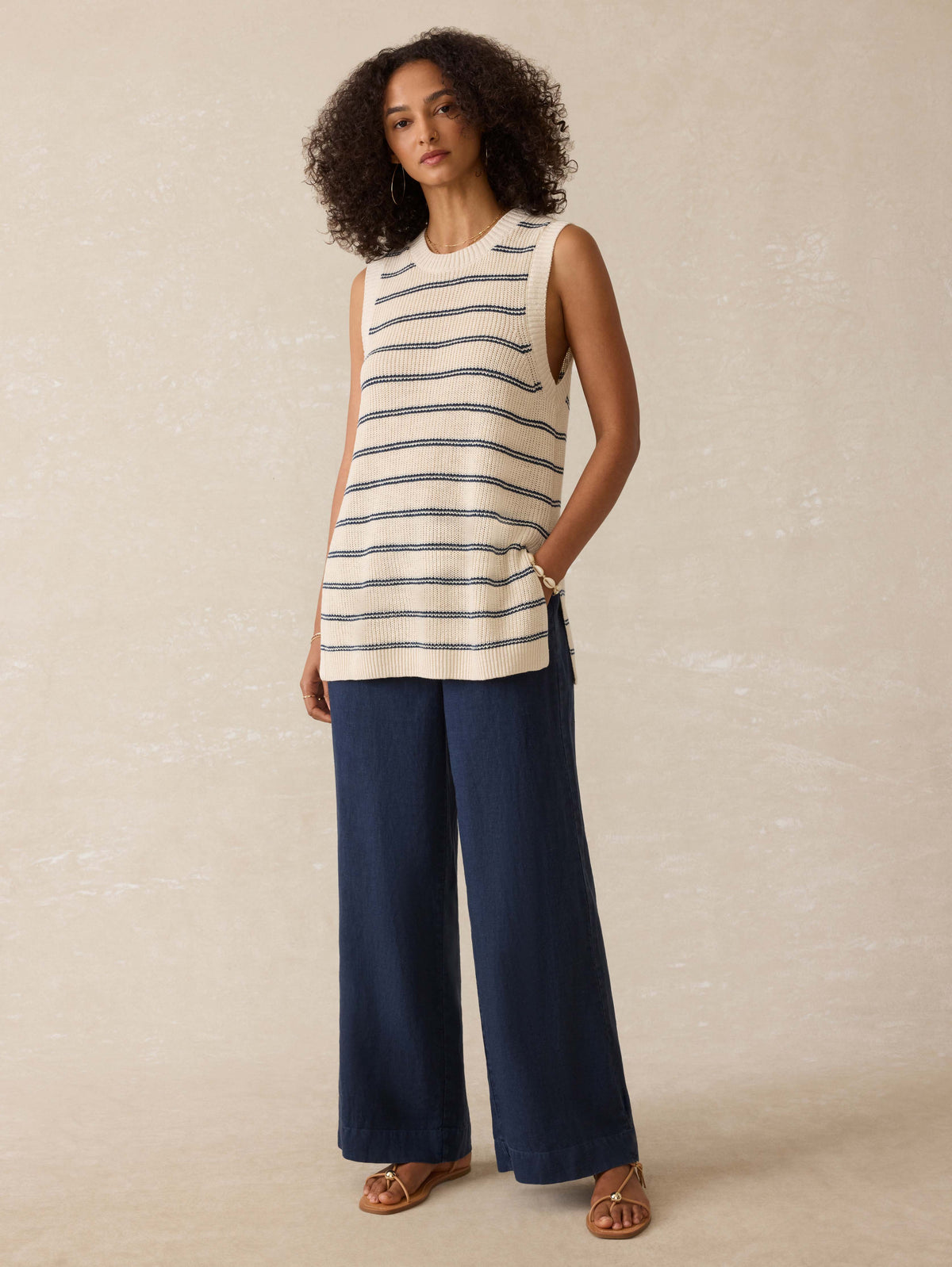 Miramar Linen Sweater Tunic - Lido Lines Main image