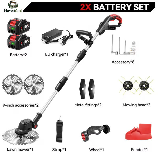 Cordless 3-in-1 Yard Trimmer – 21V Brushless, 9-Inch Cut, Foldable Design