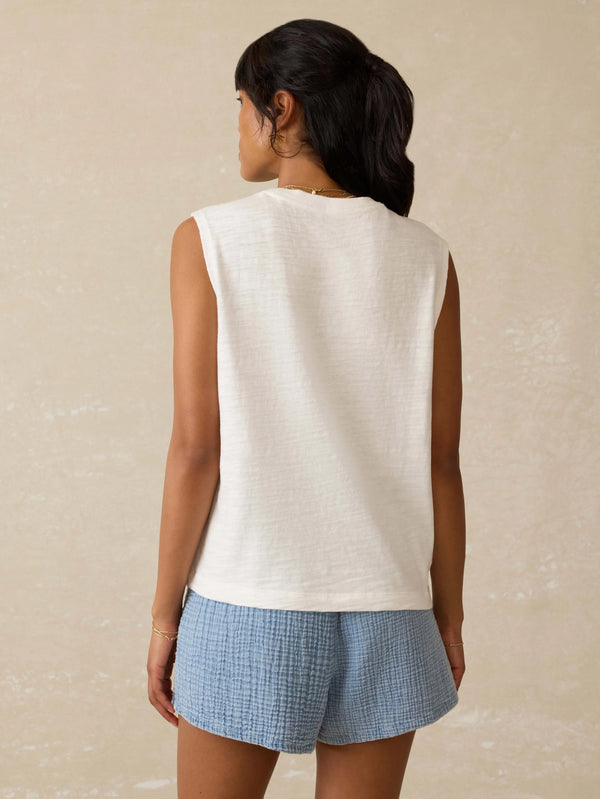 Sunwashed Midweight Organic Muscle Tank - White
