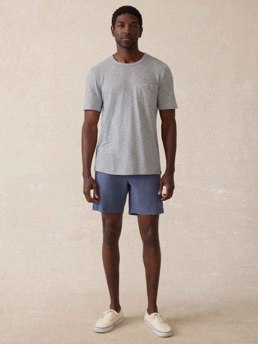 Sunwashed Pocket Tee - Silver Sea Stripe